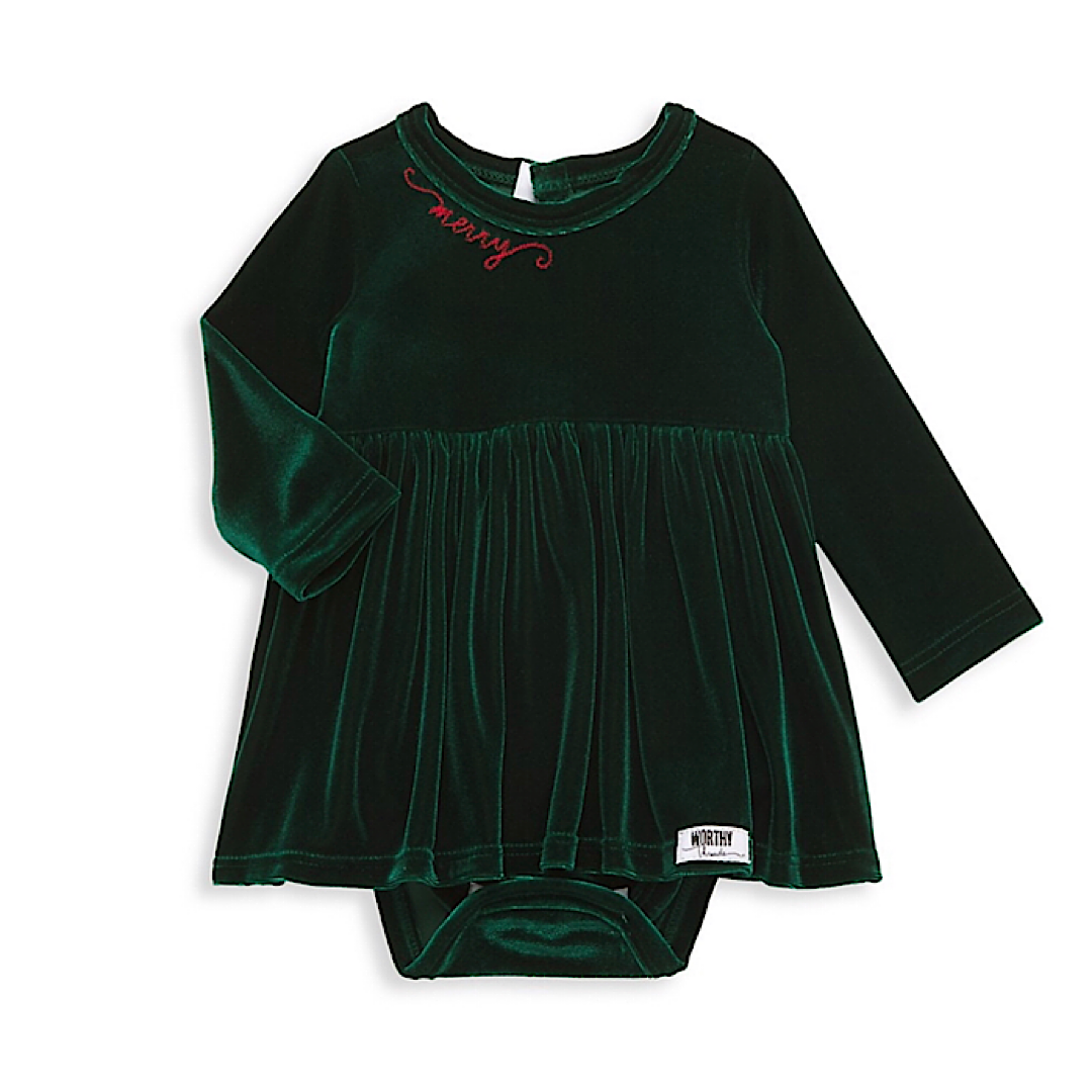 Holiday Bubble Romper In Emerald Velvet