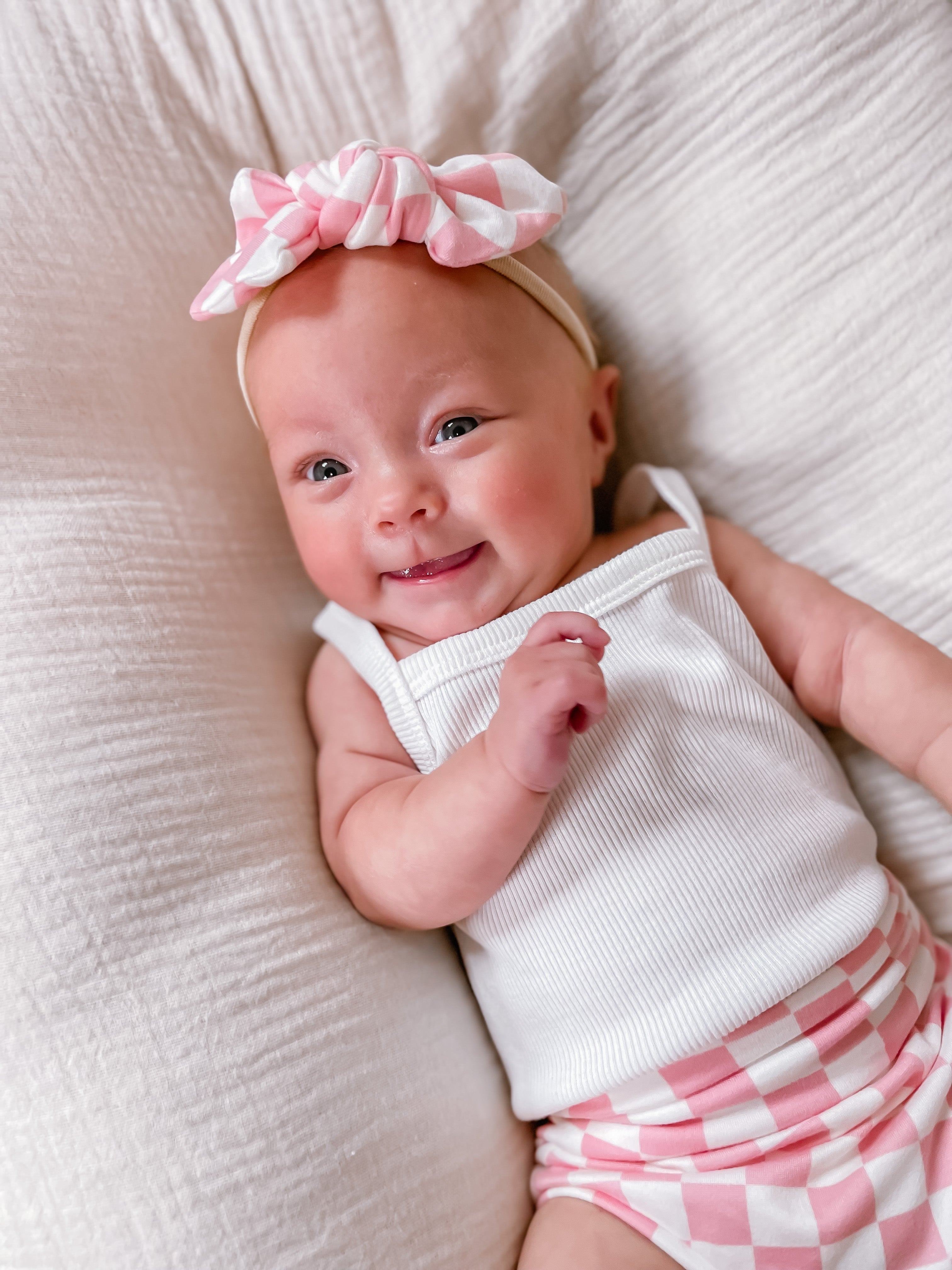 Pink Retro Checkered Headbands