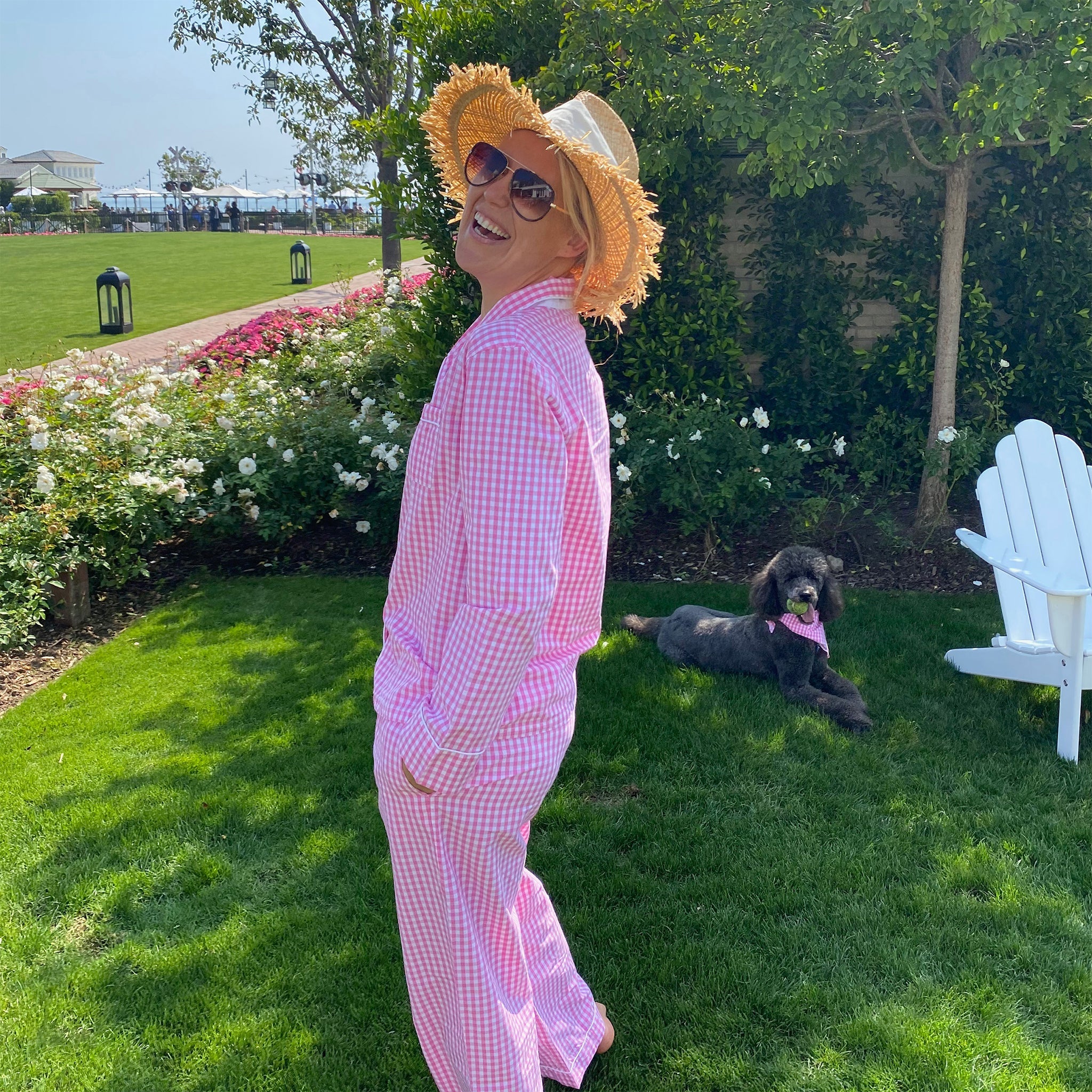 Women's Hepburn Gingham Pink Long Pj Set