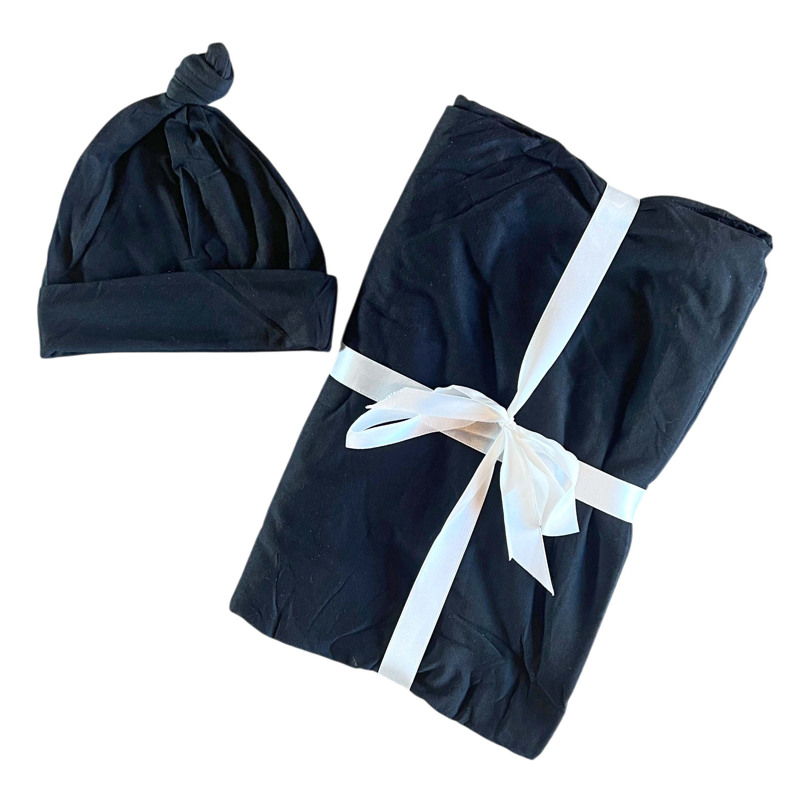 Black Swaddle + Hat Set