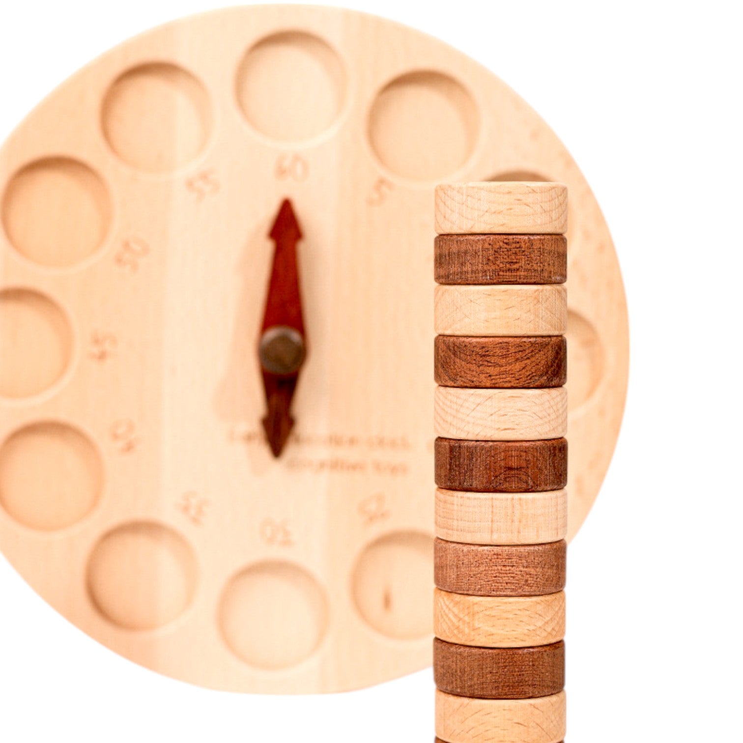 wooden Cognitive Learning Clock – Dual-sided Time Recognition Toy With Roman And Arabic Numerals