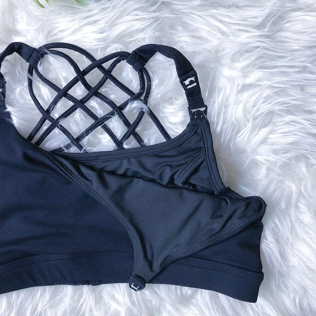 Océane 4 - Medium Support Nursing & Hands Free Pumping Sports Bra (noir)