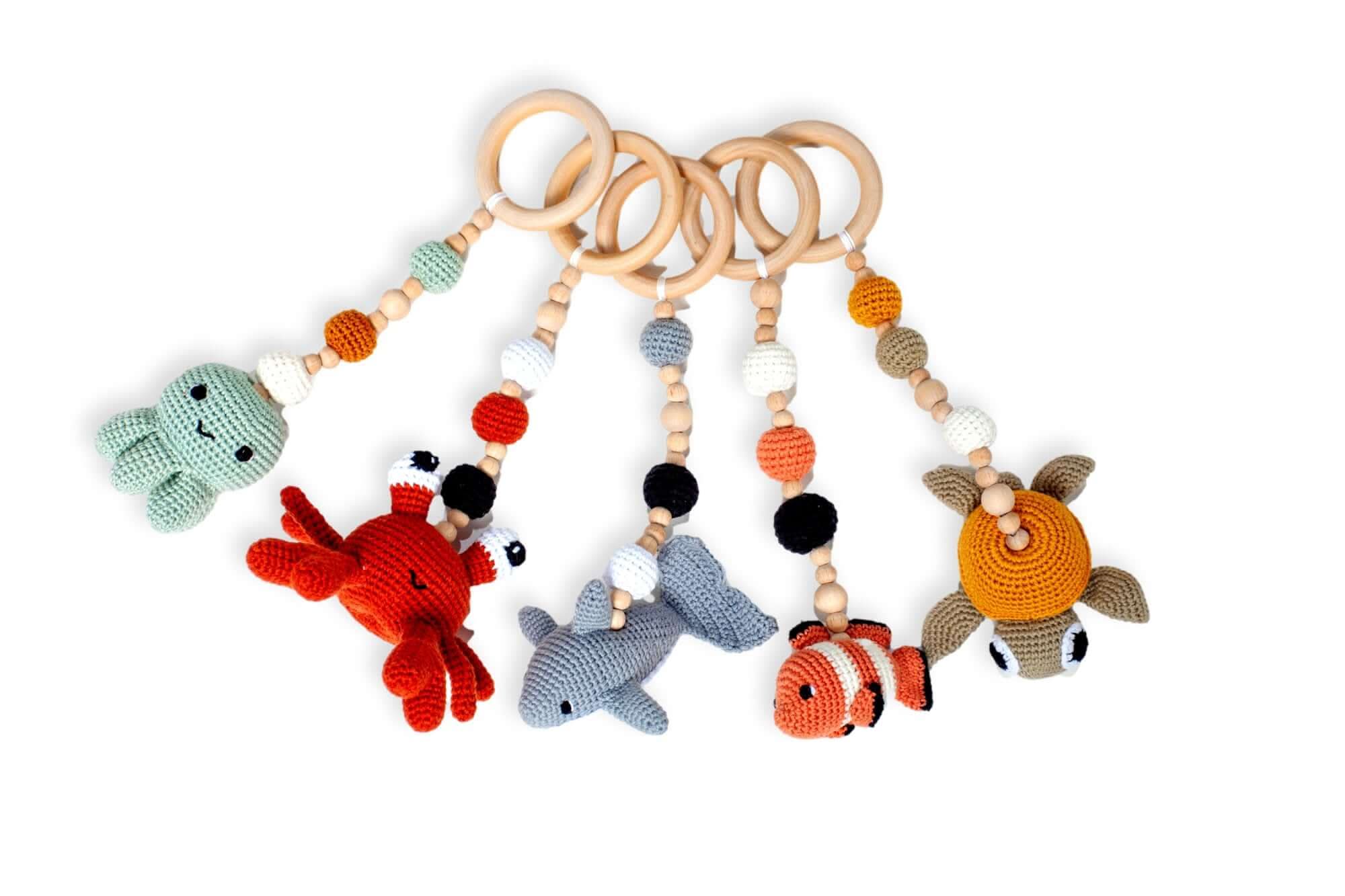 Montessori Baby Gym & Hanging Toys Set | Wooden Play Gym For Babies