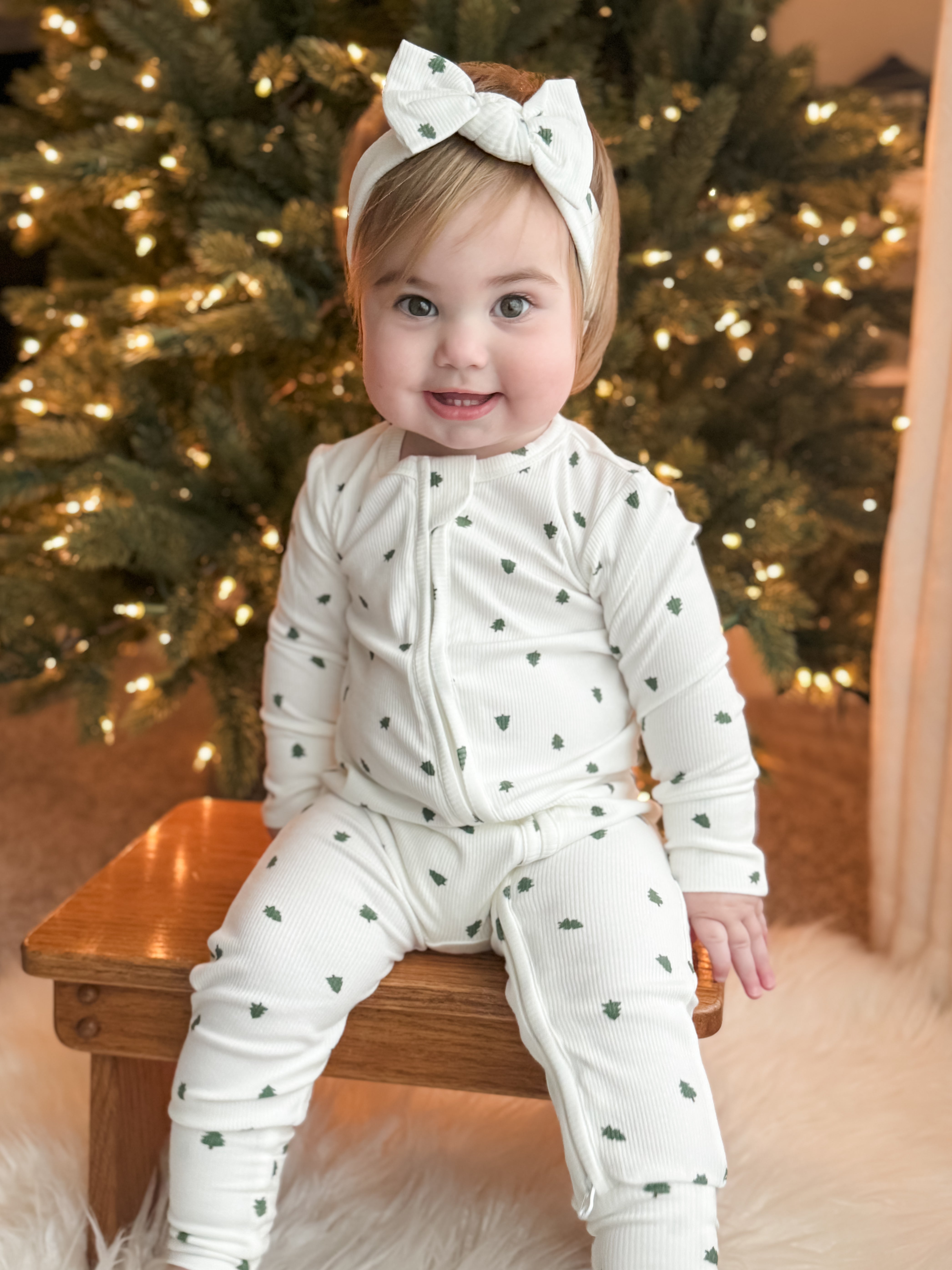 Tiny Trees Ribbed Bamboo Zippy Romper