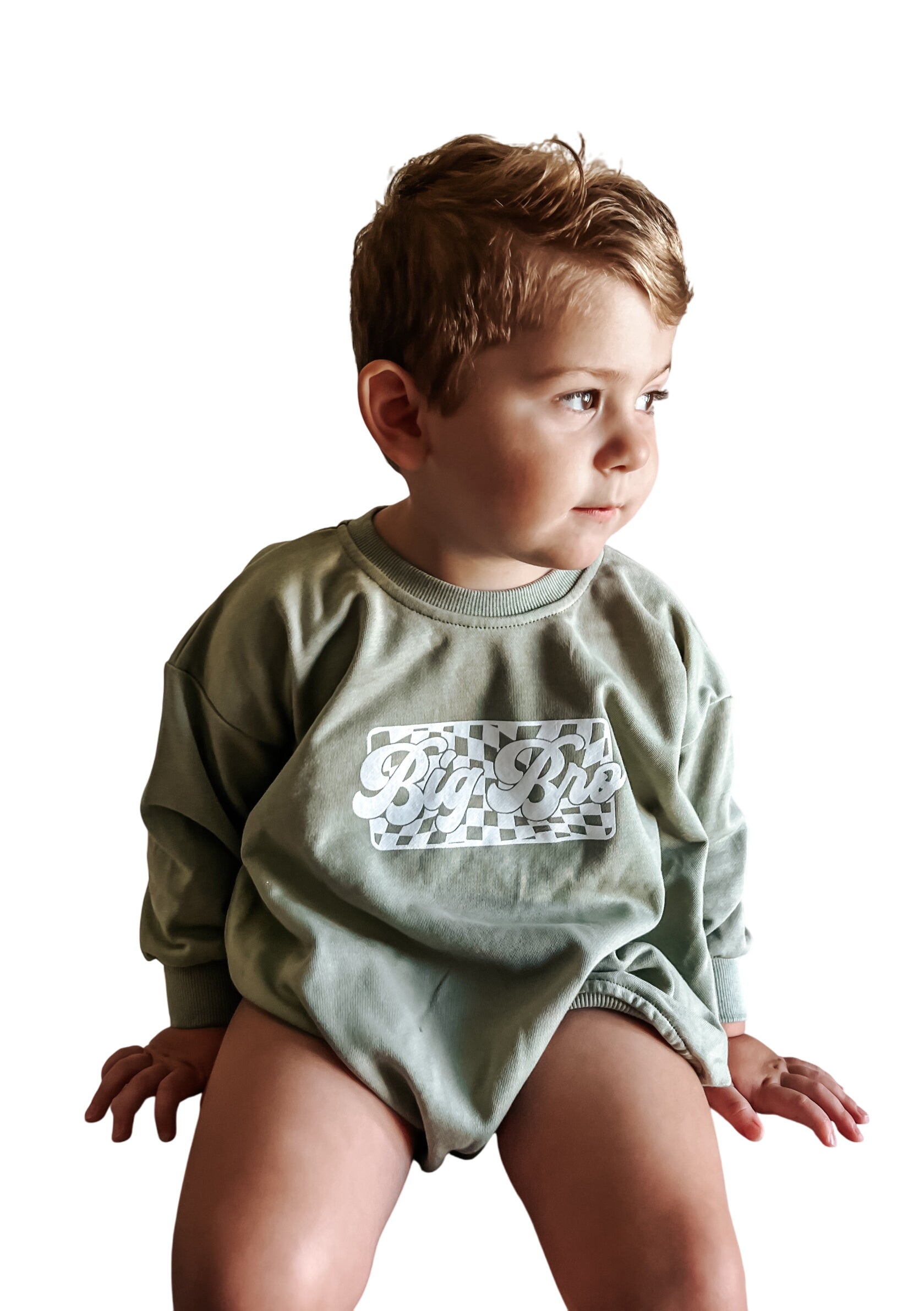 Big Brother Checkered Sweatshirt Romper