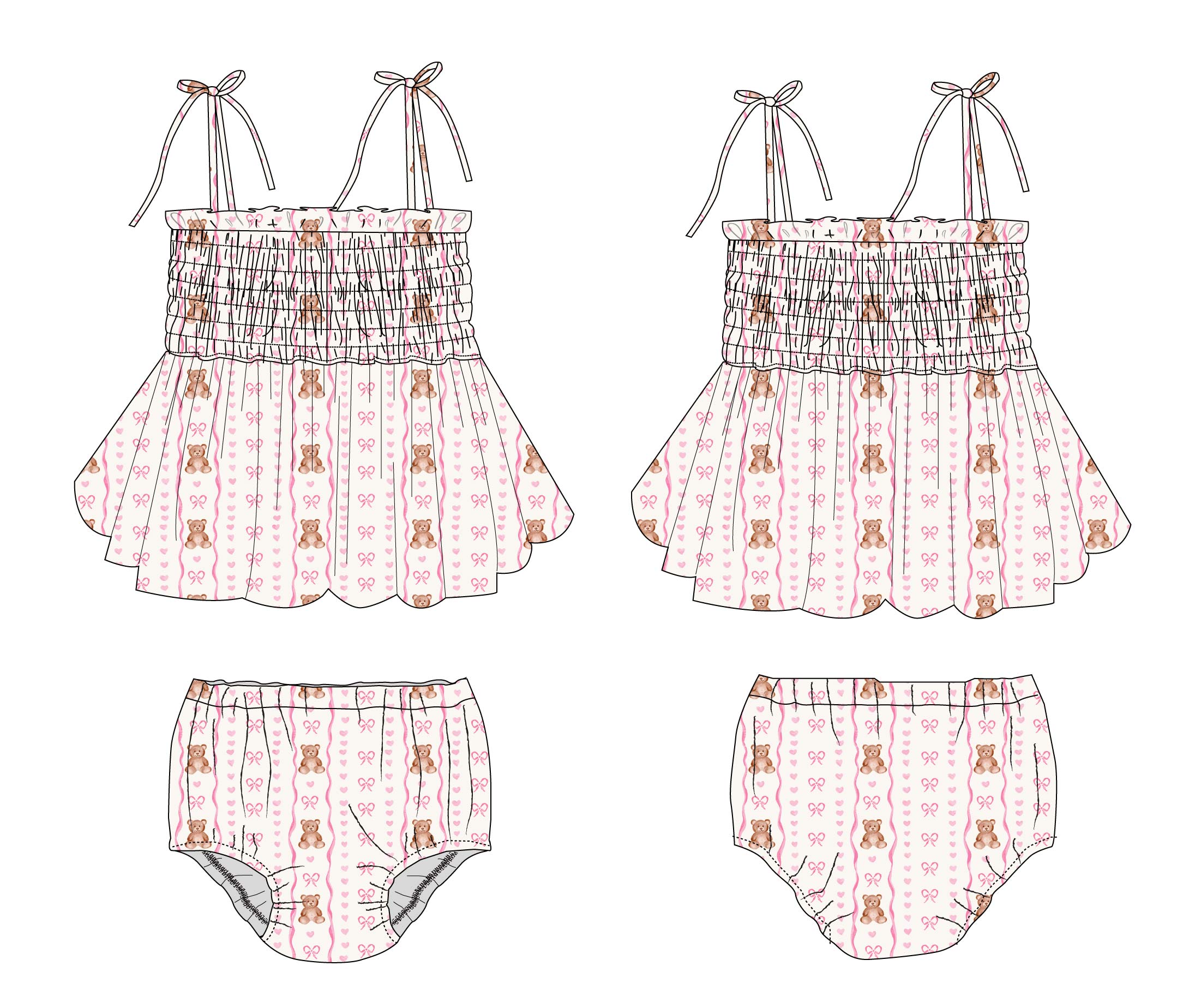 Cherie - Smocked Diaper Dress Set