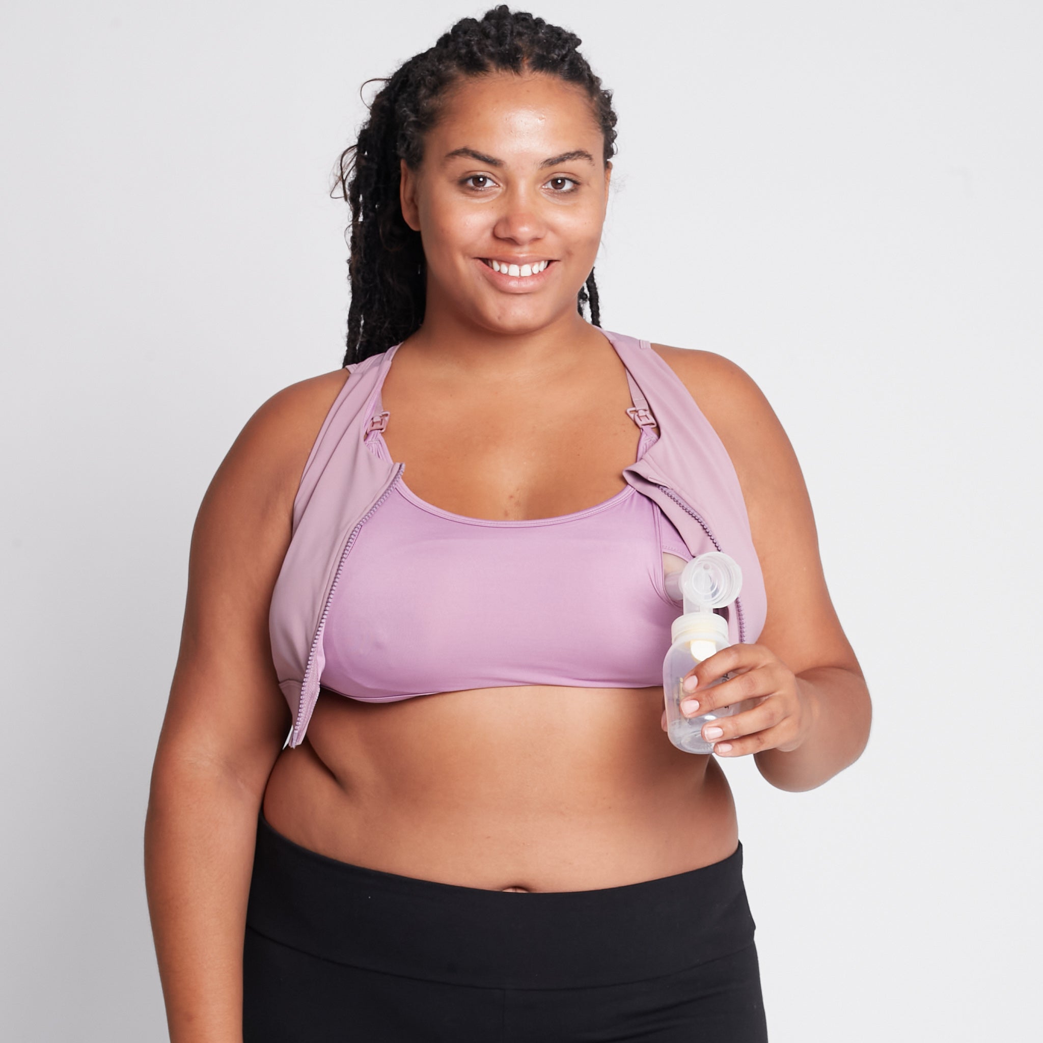 Capucine 2 - High Neck High Support Nursing & Hands Free Pumping Sports Bra (lavender Smoke)