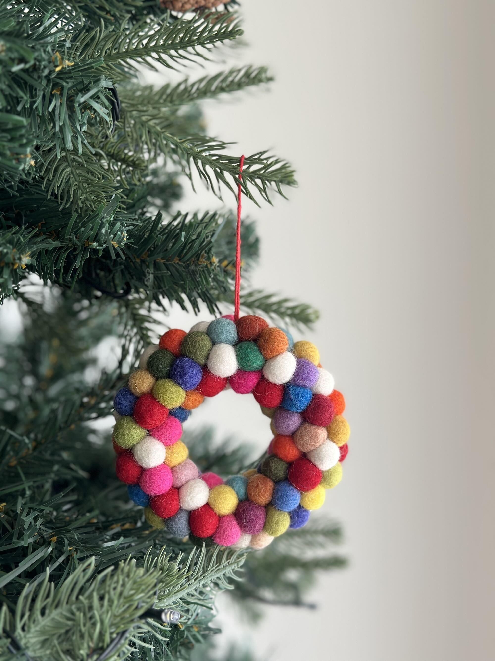 Felt Ornament - Mini Pompom Pompom Wreath