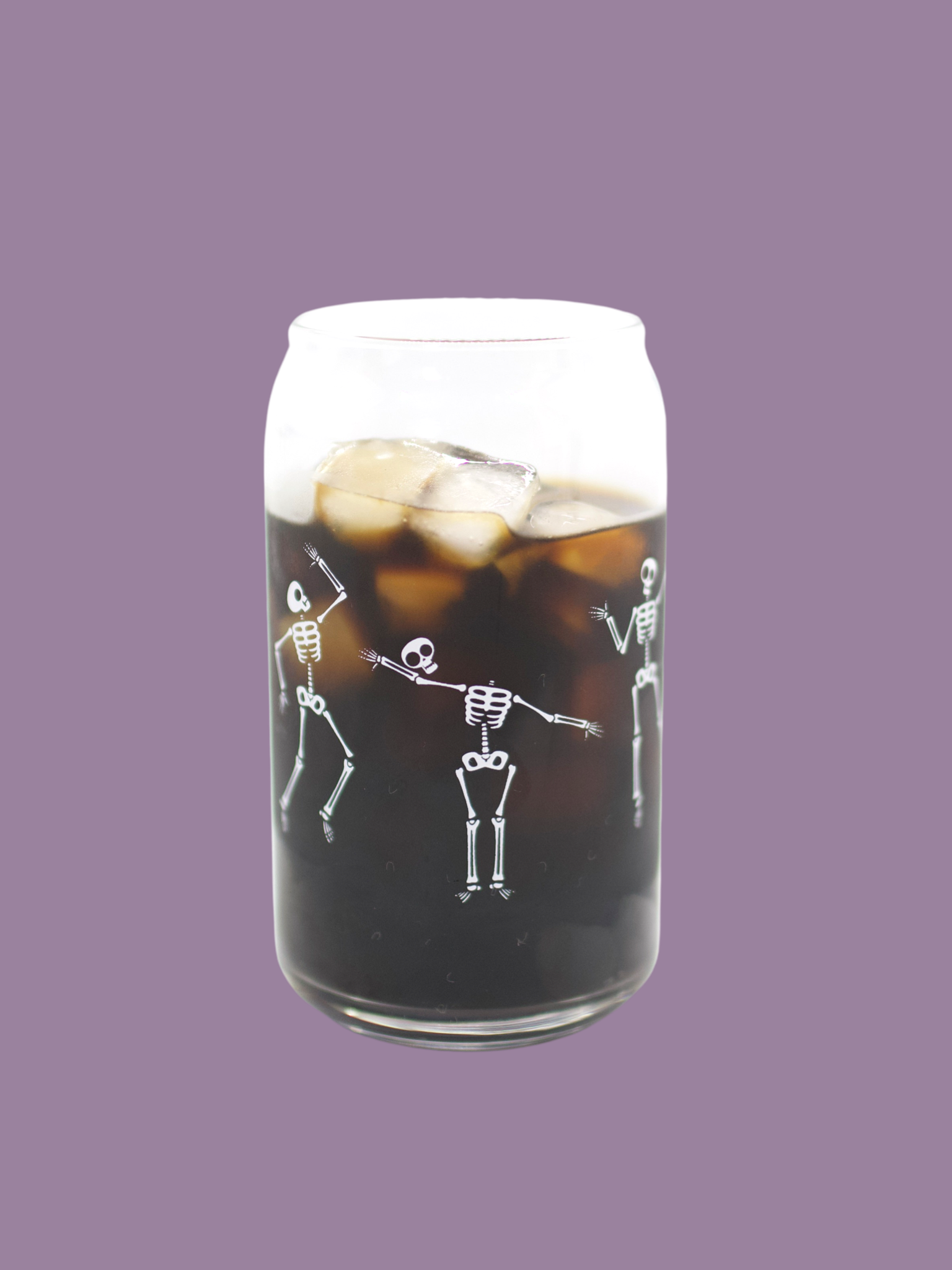 Dancing Skeleton Can Glass