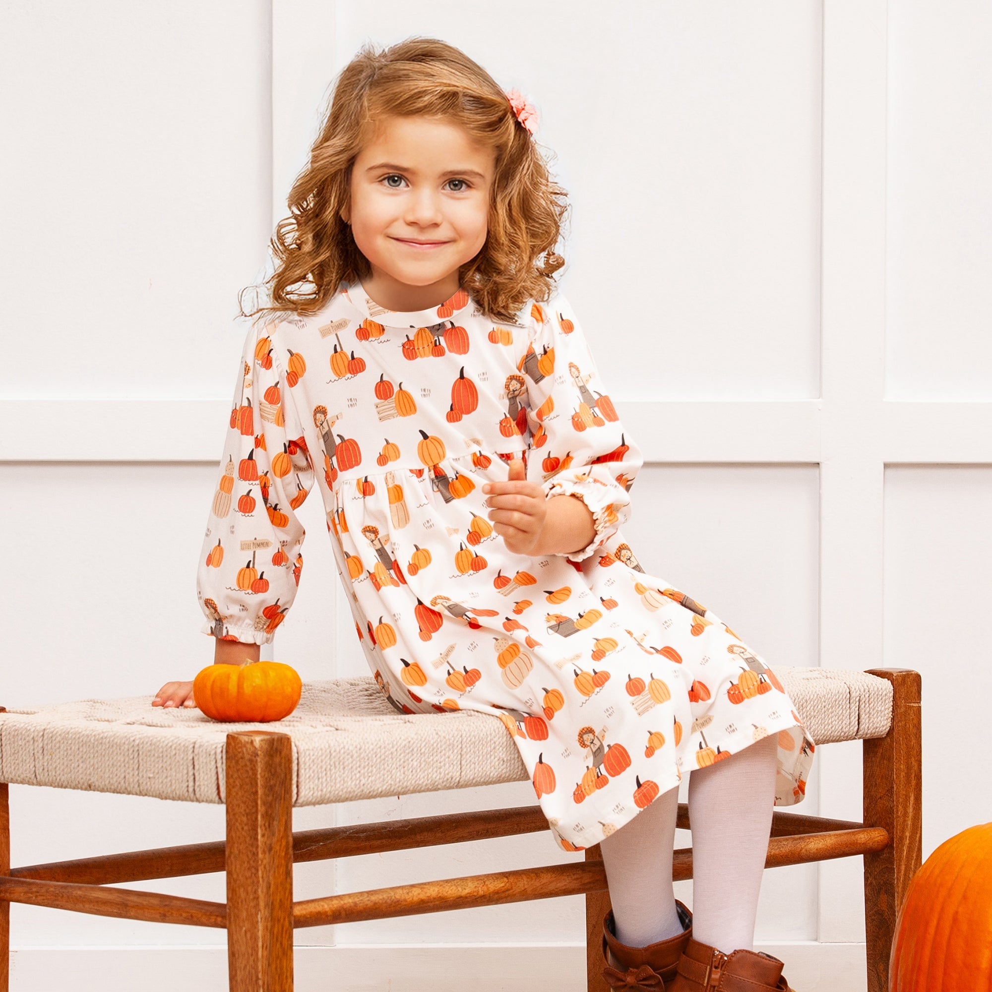 Pumpkin Patch Girls' Dress – Soft Bamboo Fall Favorite