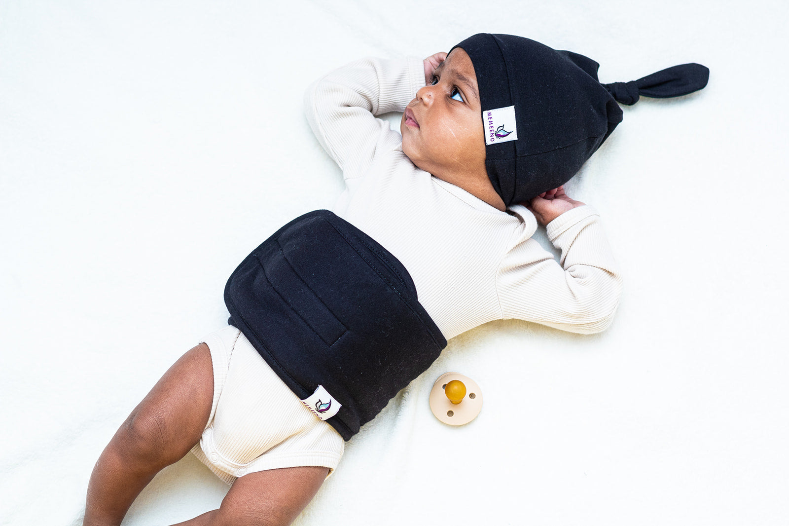 Newborn Top Knot Hat - Noir