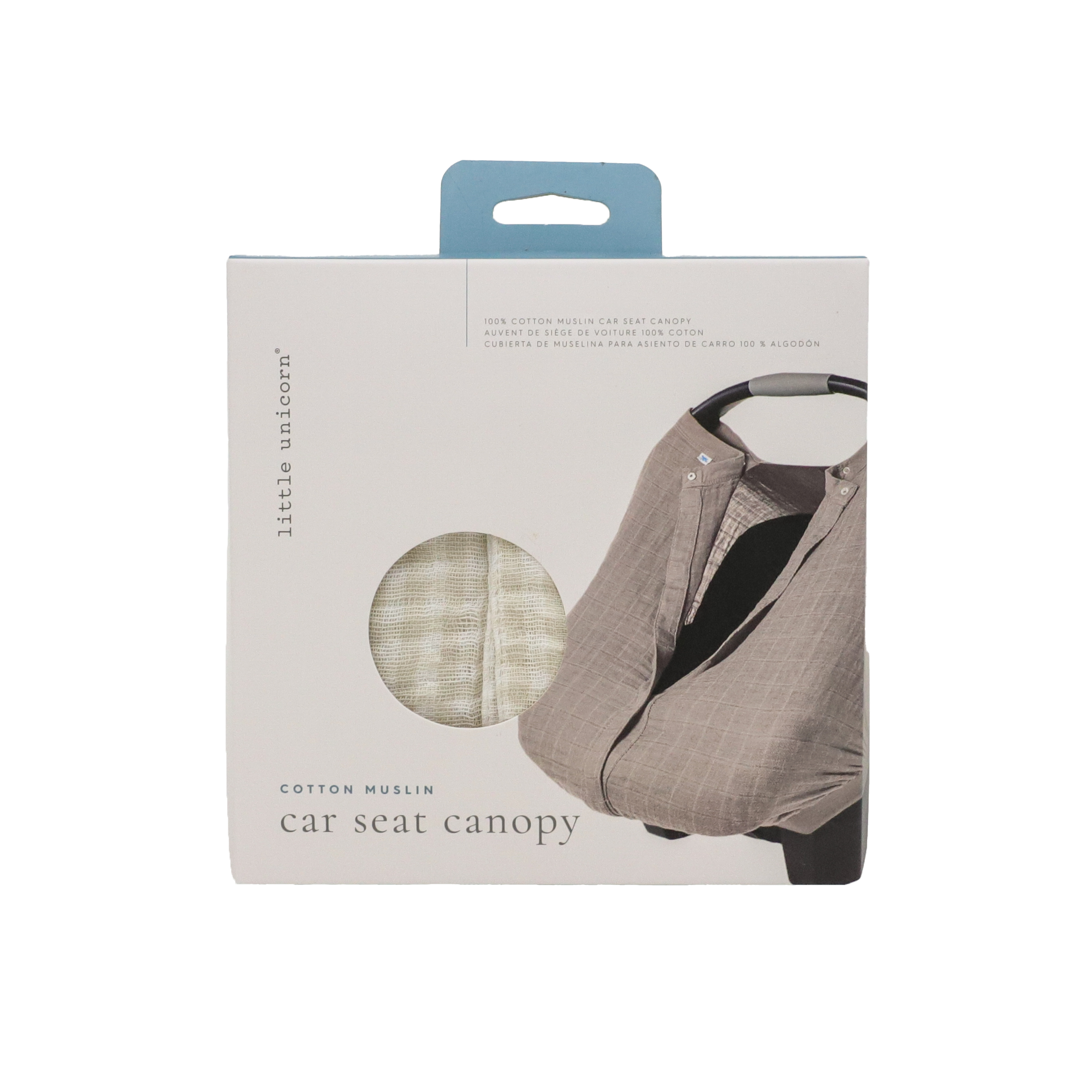 Cotton Muslin Car Seat Canopy - Tan Gingham