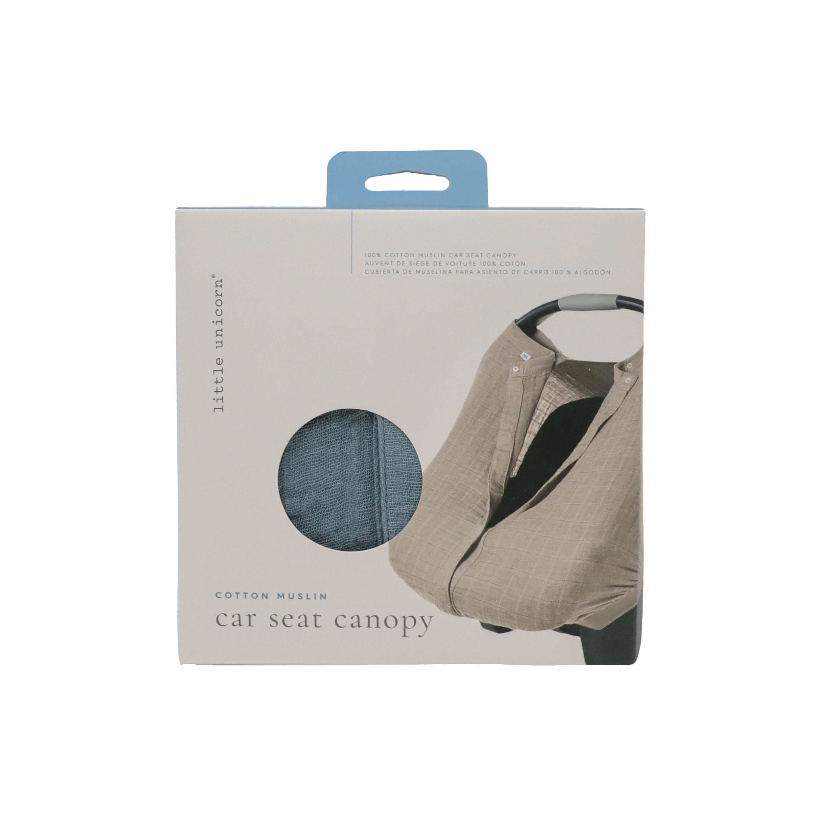 Cotton Muslin Car Seat Canopy - Sea