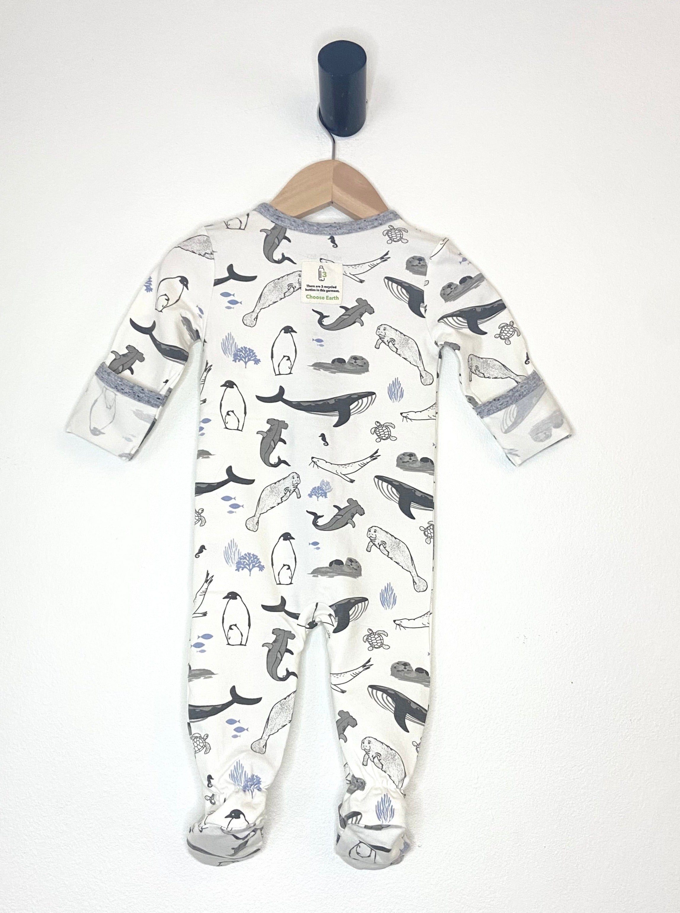 Marine Life Printed Footie In Sustainable Fabric