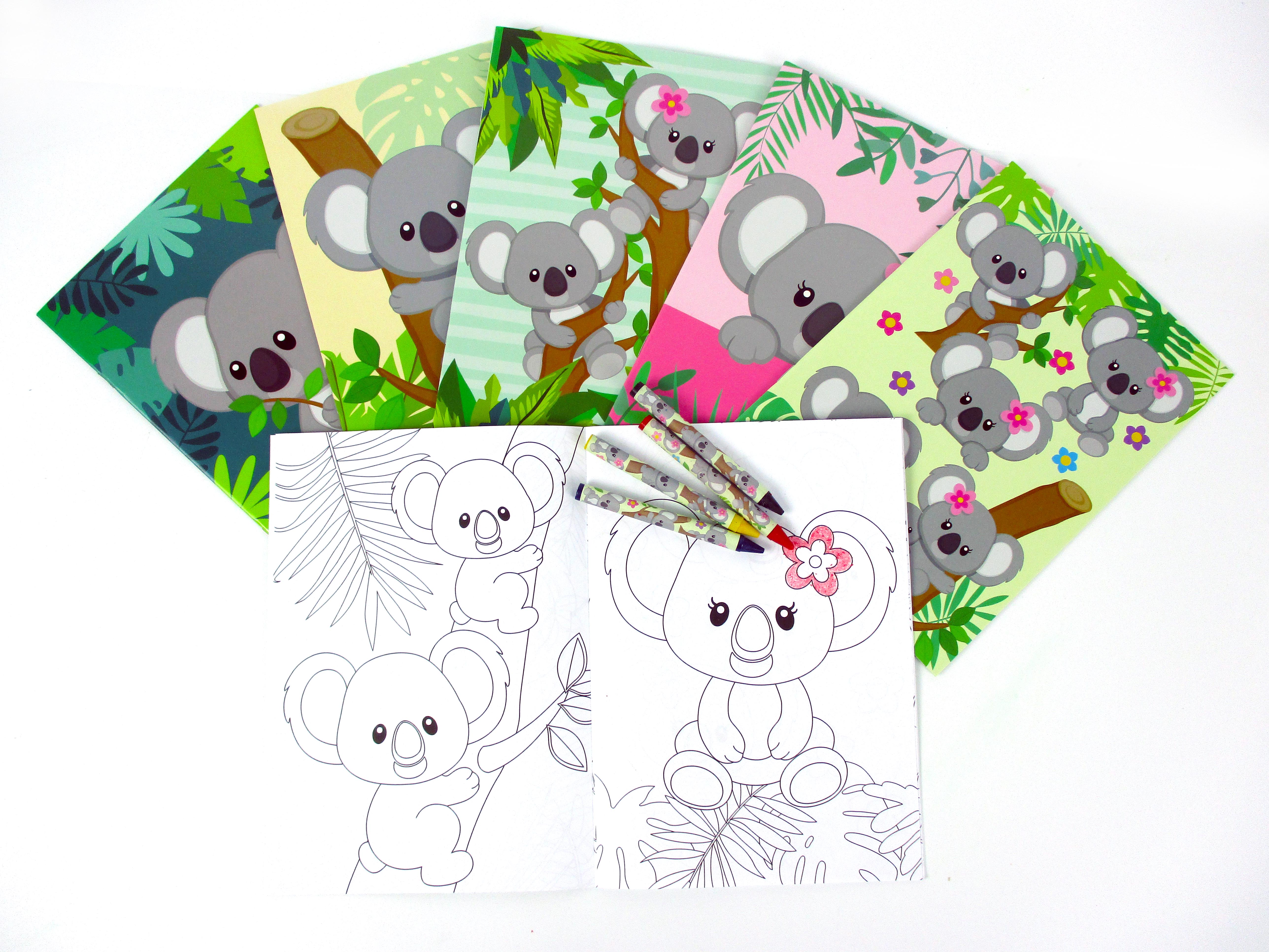 Koalas Coloring Books With Crayons - Set Of 6 Or 12