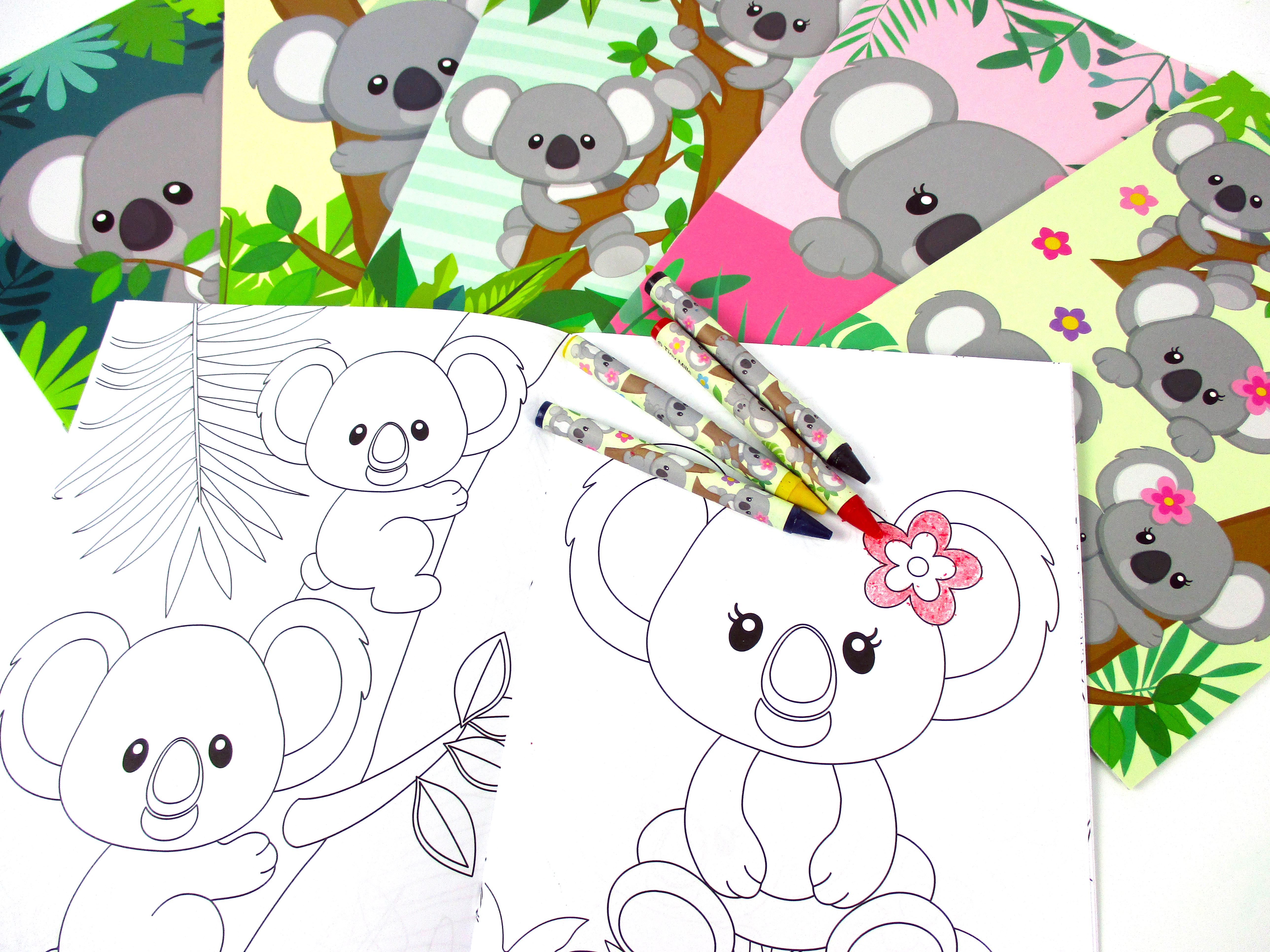 Koalas Coloring Books With Crayons - Set Of 6 Or 12