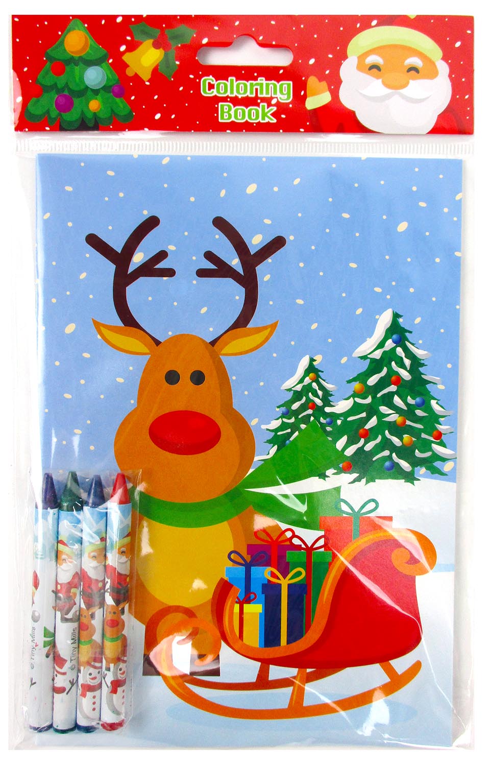 Christmas Holidays Coloring Books With Crayons - Set Of 6 Or 12