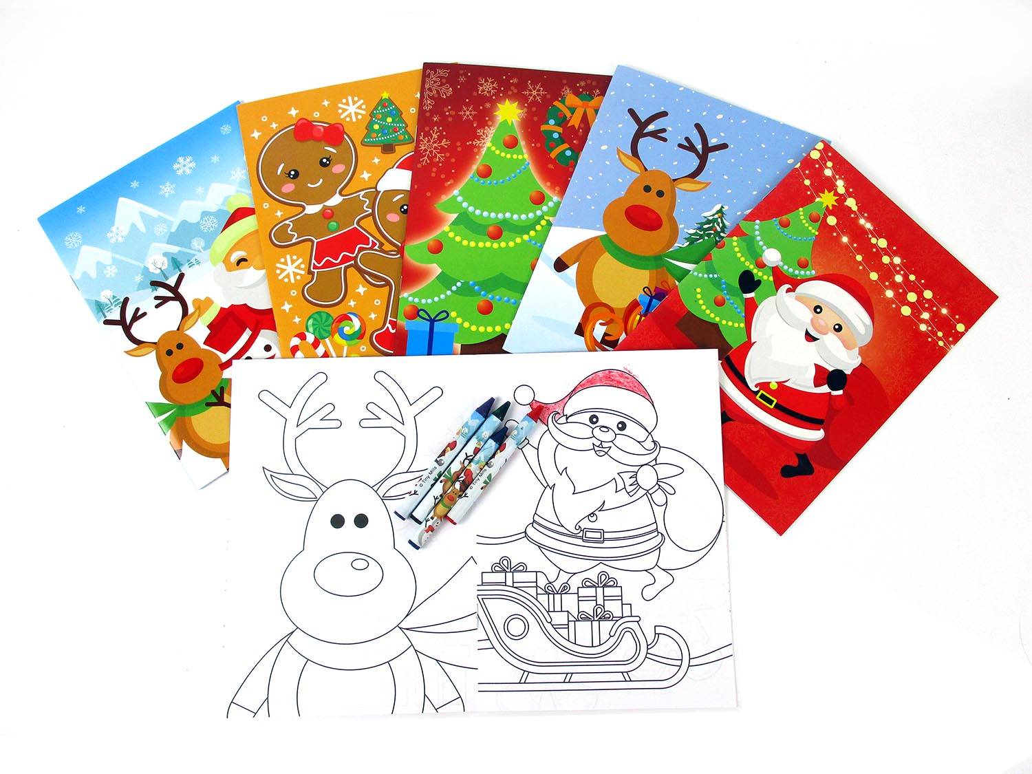 Christmas Holidays Coloring Books With Crayons - Set Of 6 Or 12