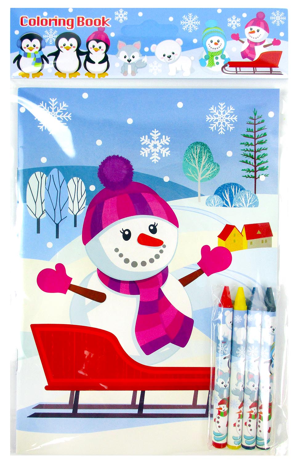 Winter Holidays Penguin Coloring Books With Crayons - Set Of 6 Or 12