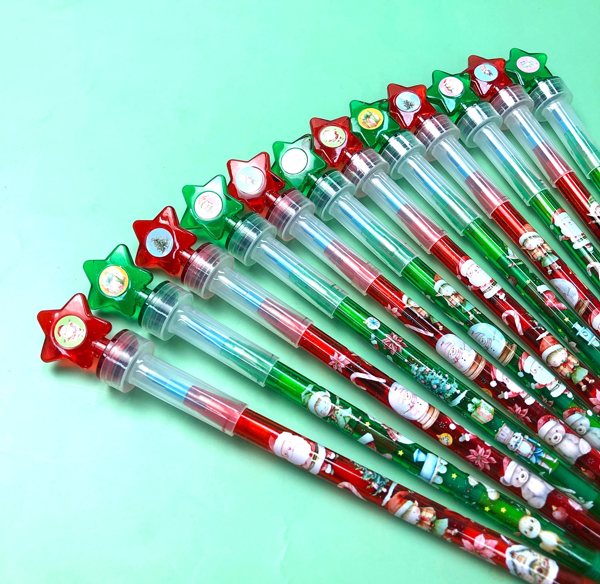 Vintage Rustic Christmas Stackable Crayon With Stamper Topper