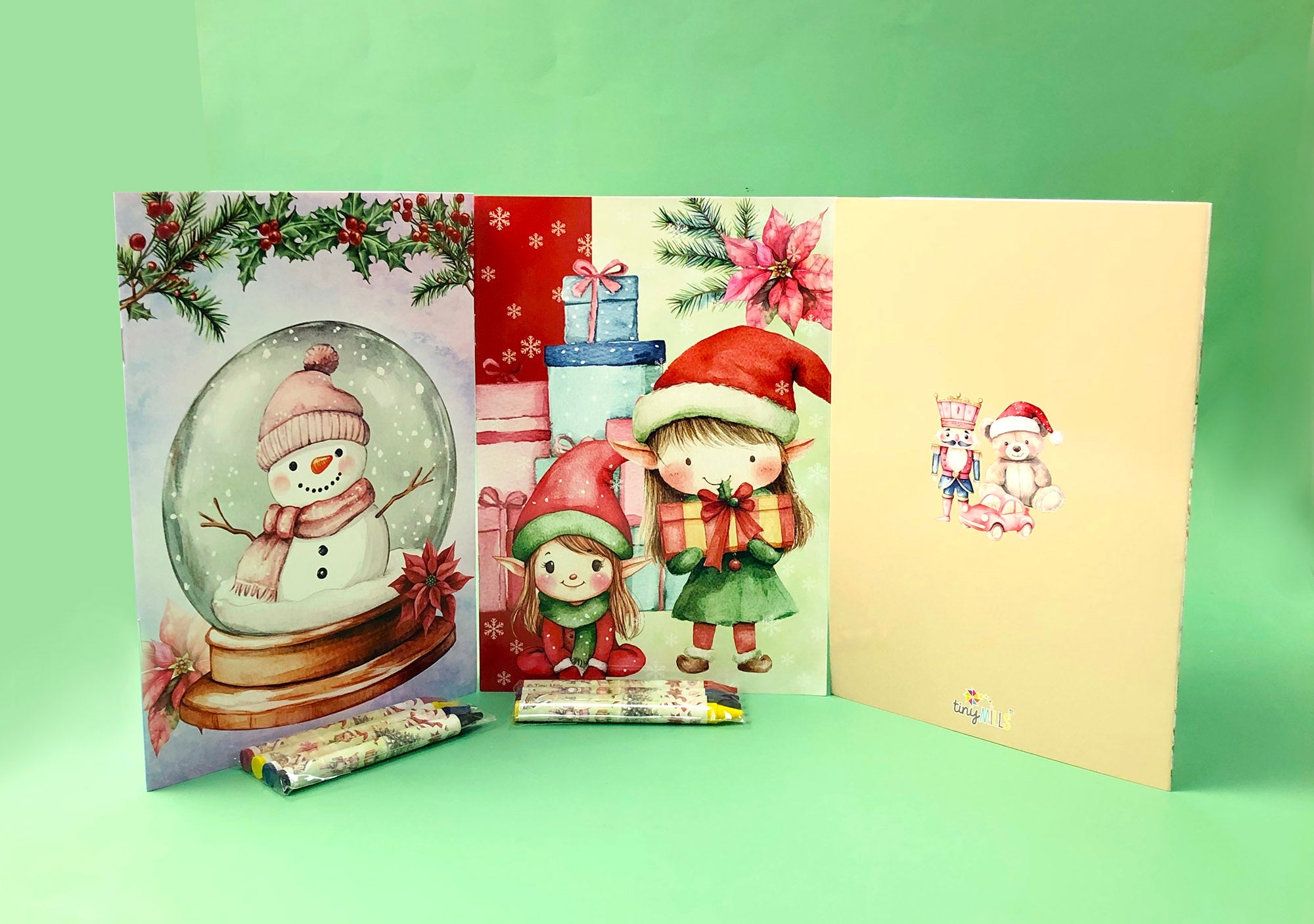 Vintage Rustic Christmas Coloring Books With Crayons Party Favors - Set Of 6 Or 12