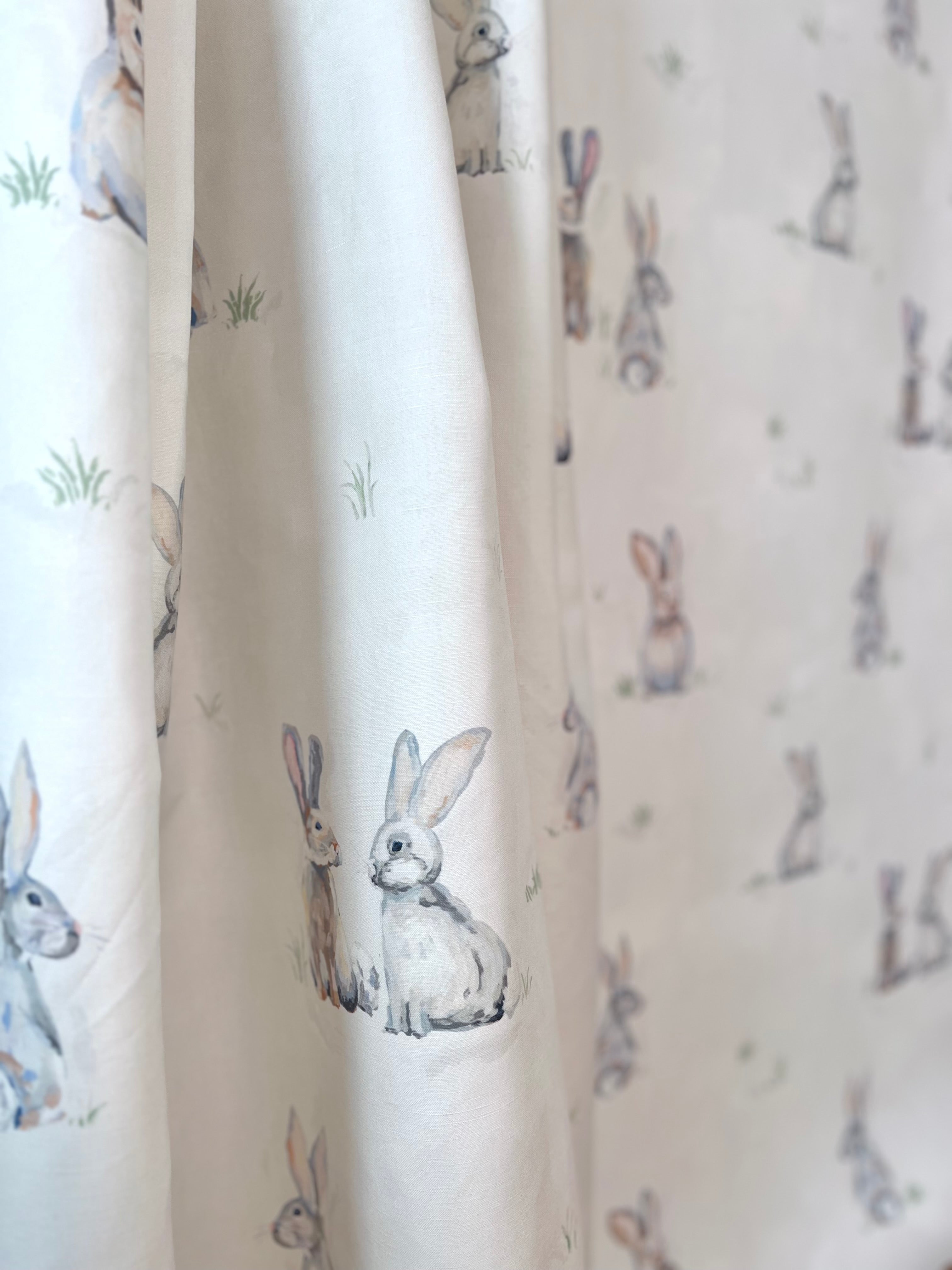 Bunnies For Charlotte In White- Fabric