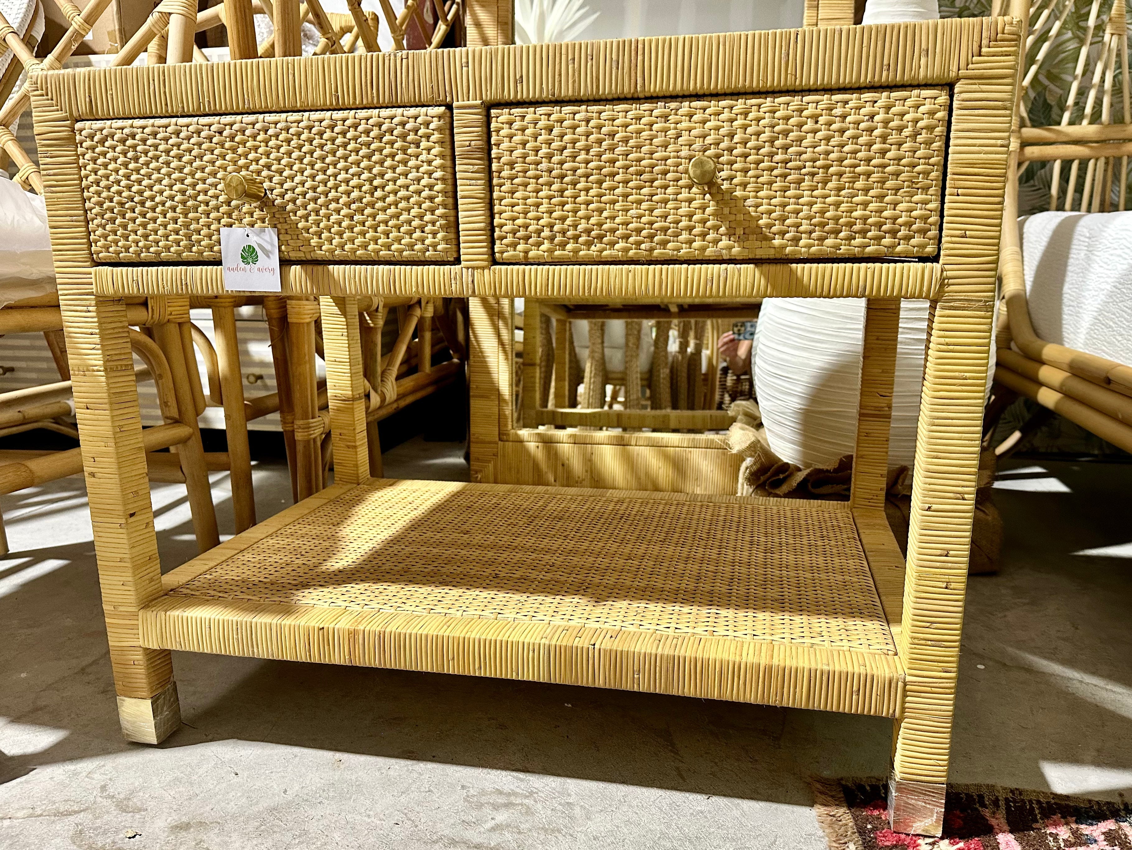 Hayes 2 Drawer Rattan Nightstand