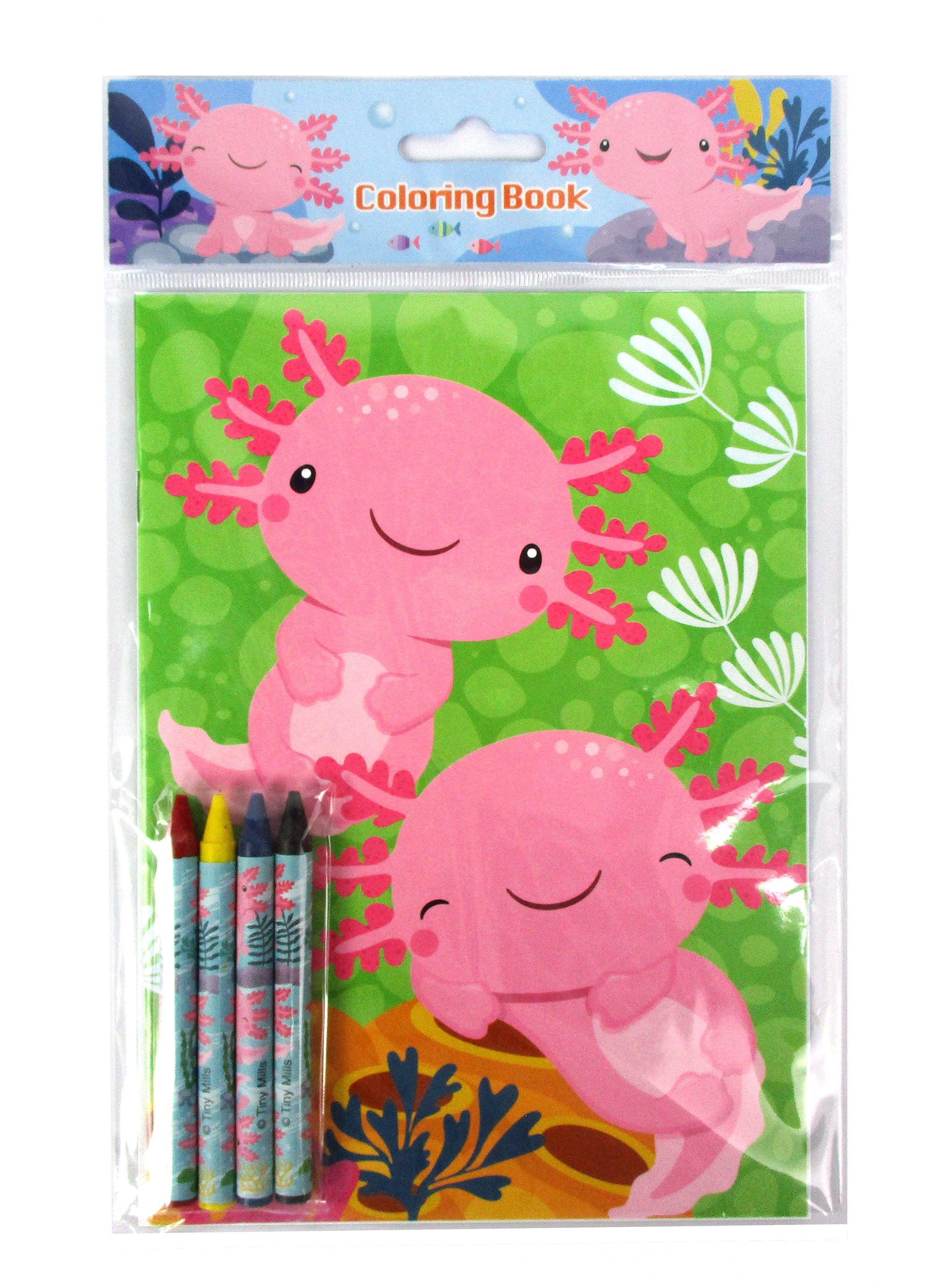Axolotl Coloring Books With Crayons Party Favors - Set Of 6 Or 12