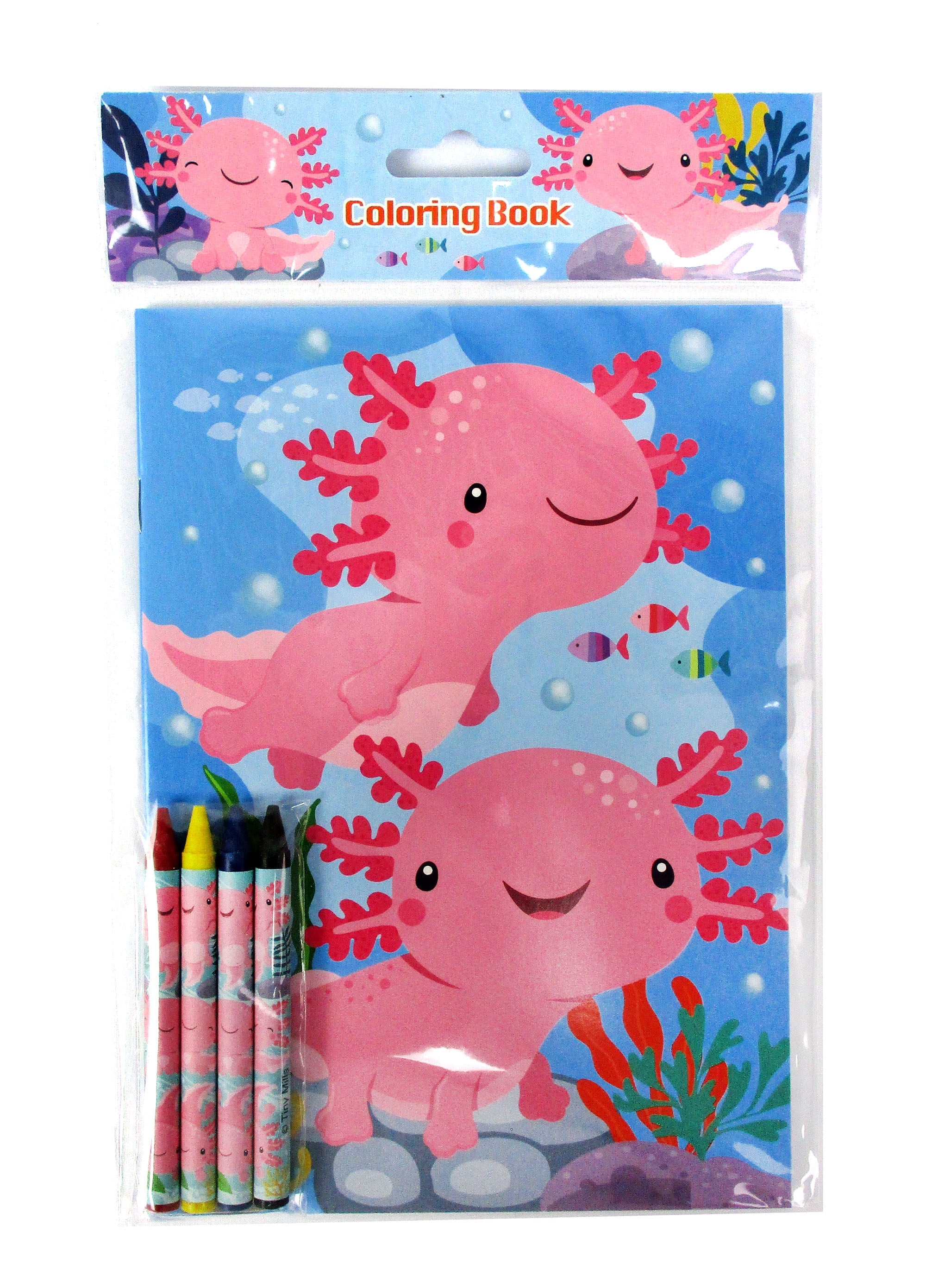Axolotl Coloring Books With Crayons Party Favors - Set Of 6 Or 12