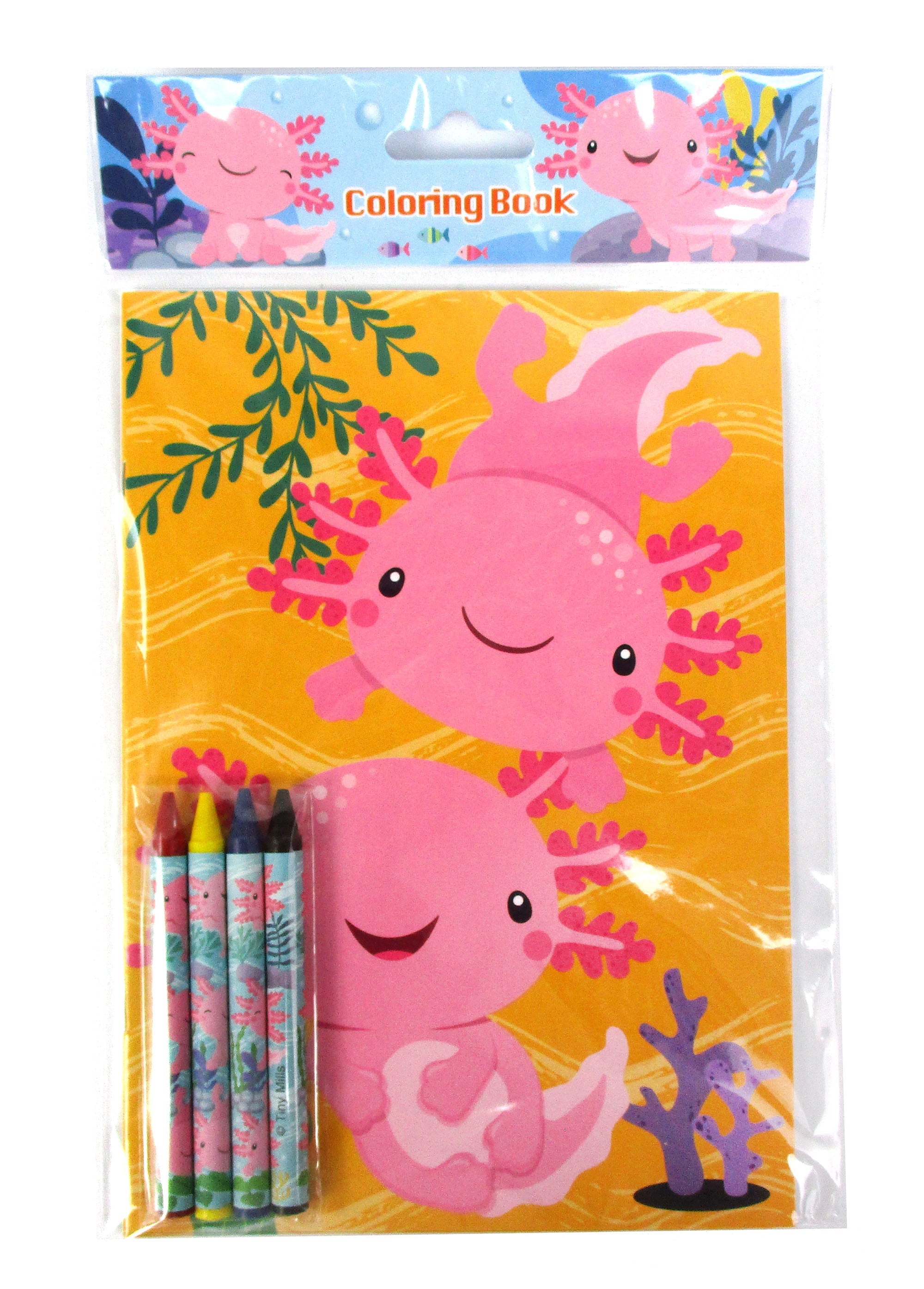Axolotl Coloring Books With Crayons Party Favors - Set Of 6 Or 12