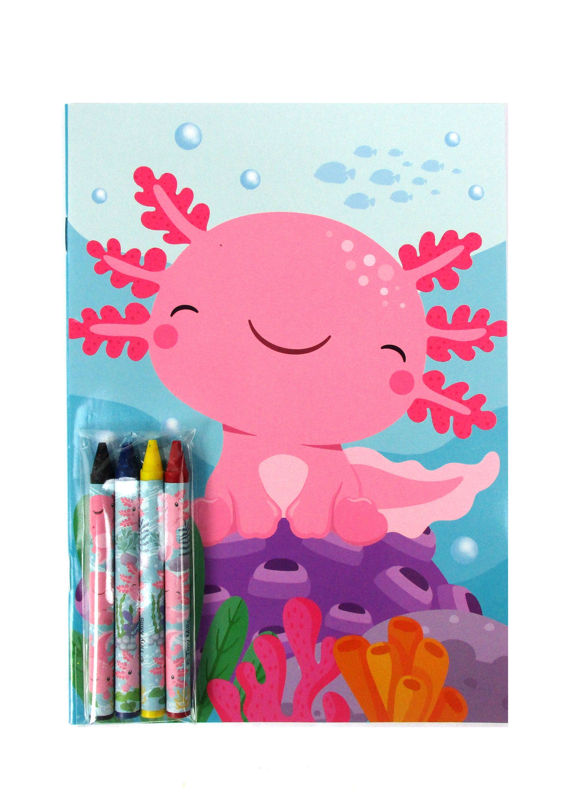 Axolotl Coloring Books With Crayons Party Favors - Set Of 6 Or 12