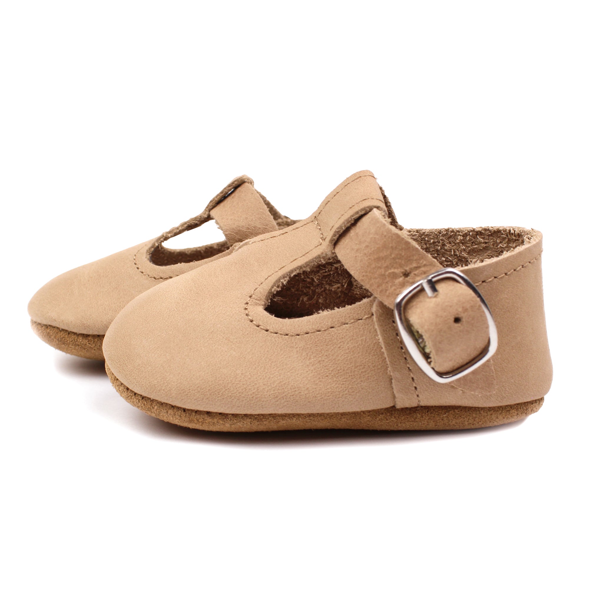 Tan - T-strap Mary Jane - Soft Sole