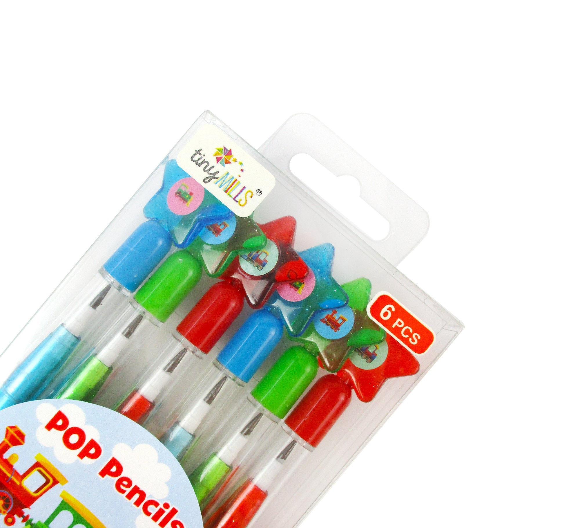 Train Stackable Point Pencils - Set Of 6