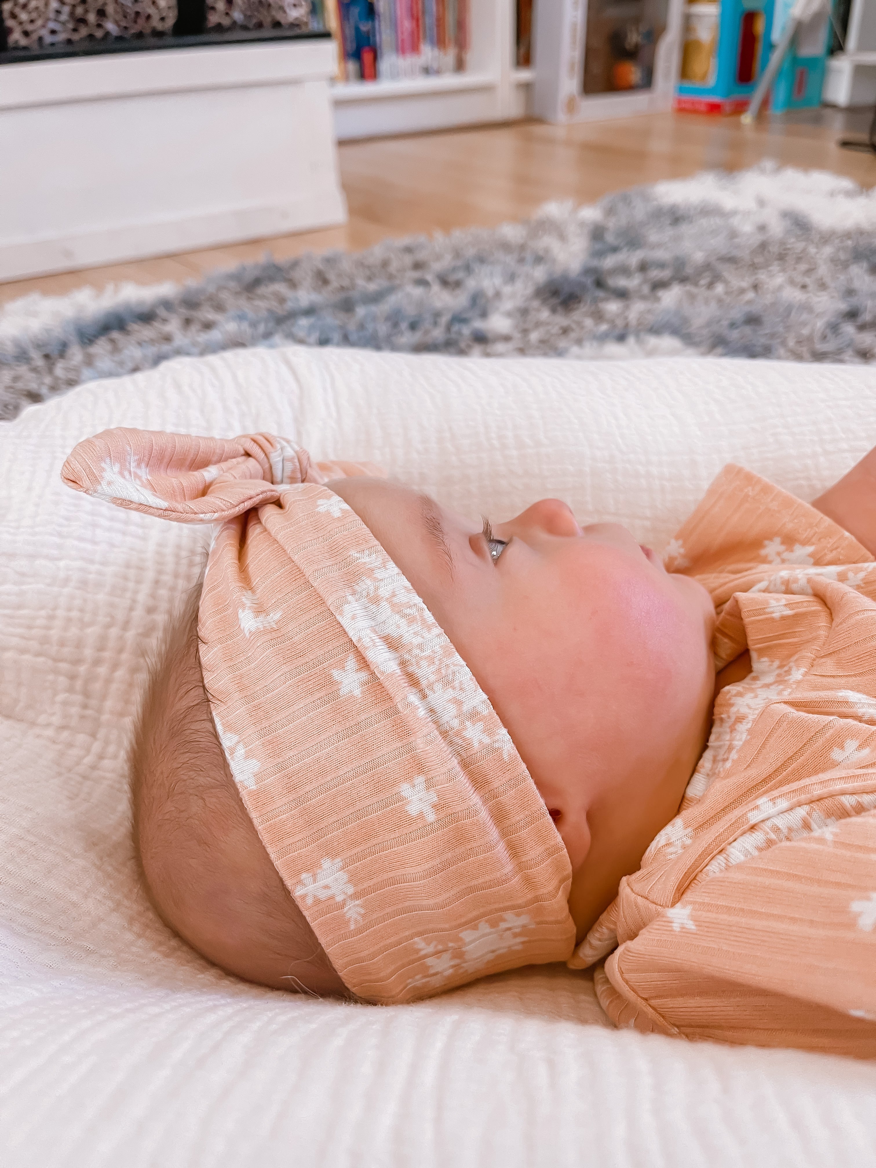 Minimal Floral Blush Ribbed Headbands