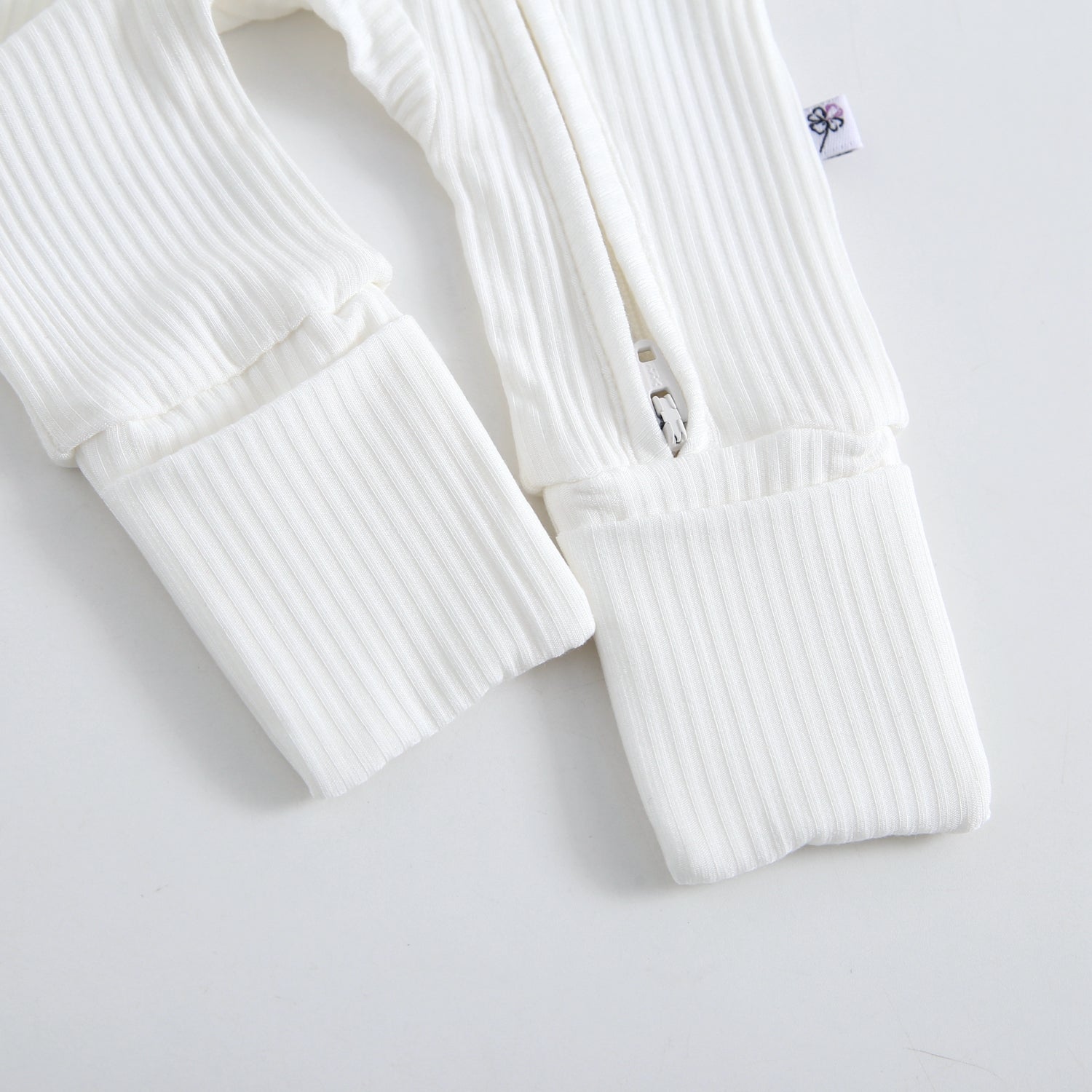 Snow Ribbed Zippered Baby Romper