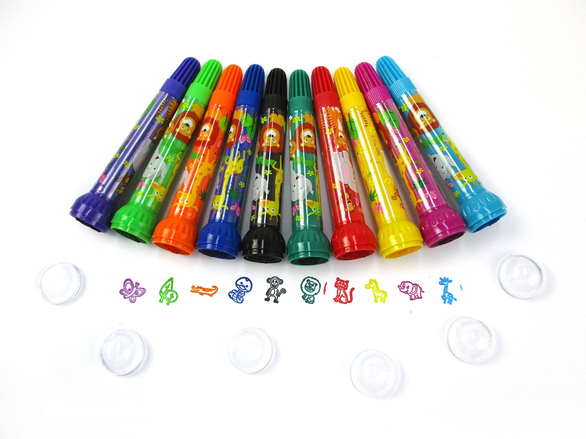Wild Life Safari Animals Stamp Marker Set - Set Of 10