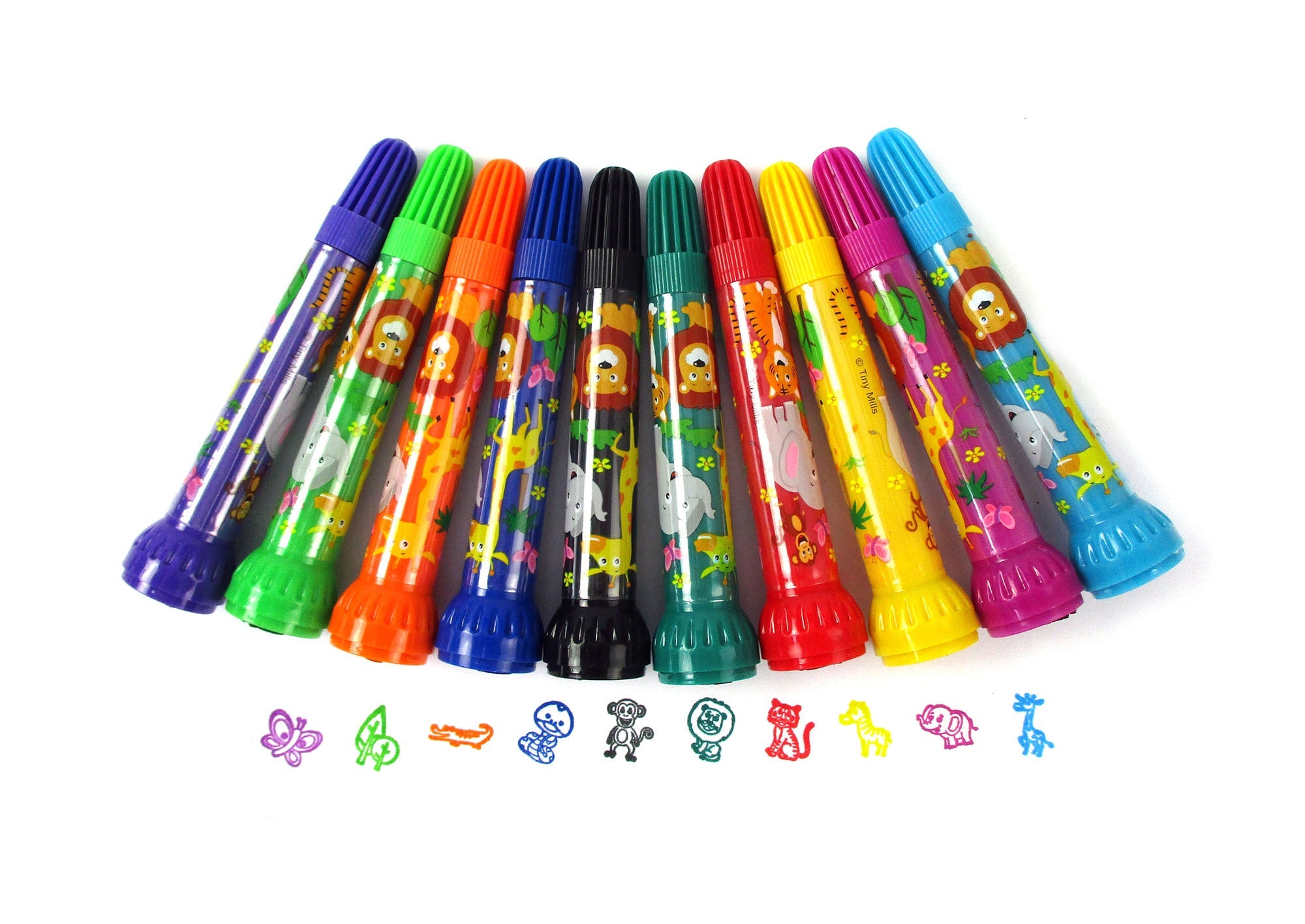 Wild Life Safari Animals Stamp Marker Set - Set Of 10