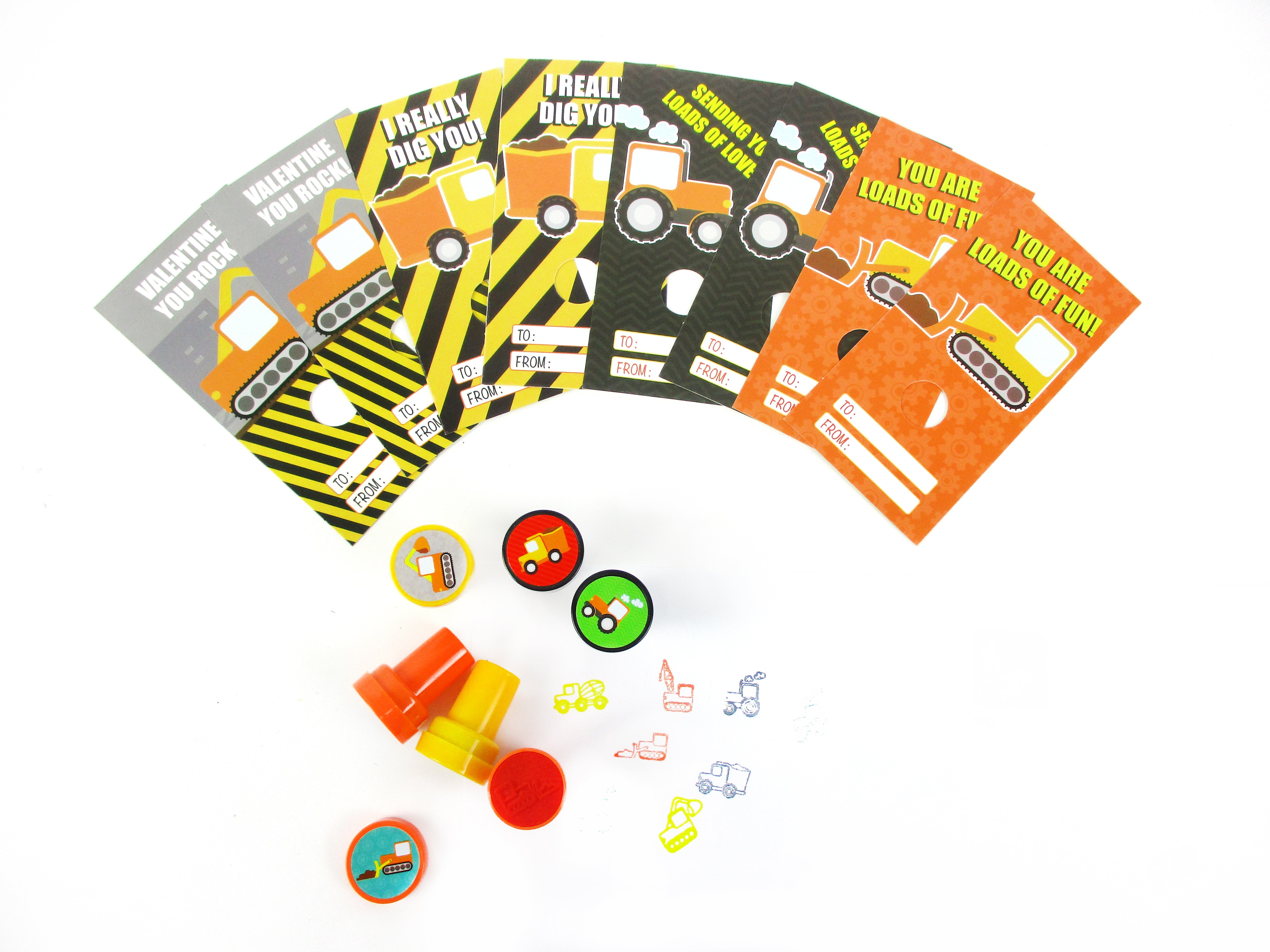 Construction Cards With Stampers For Classroom Birthday Party Favors