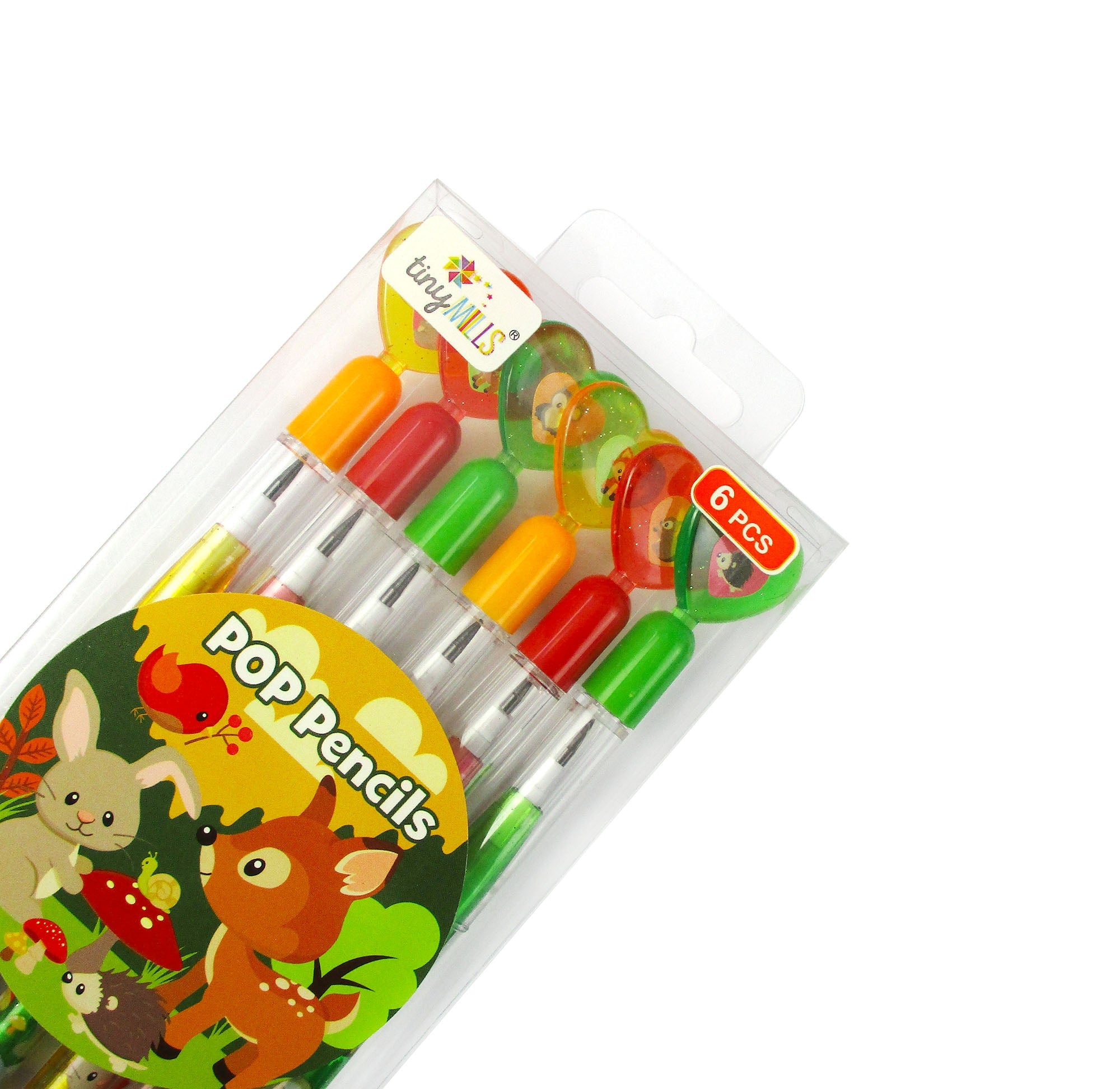 Woodland Animals Stackable Multi Point Pencils - Set Of 6