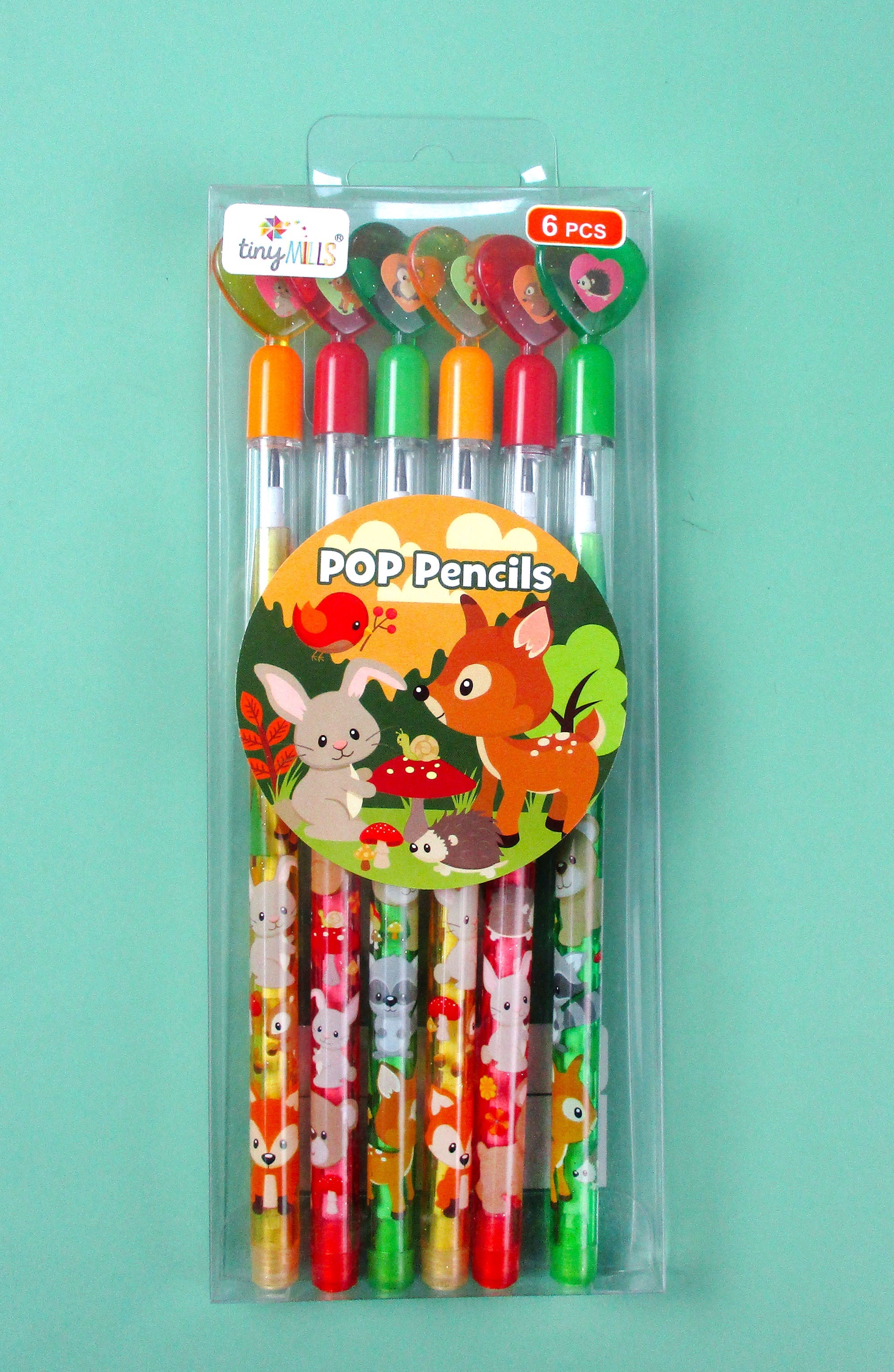 Woodland Animals Stackable Multi Point Pencils - Set Of 6