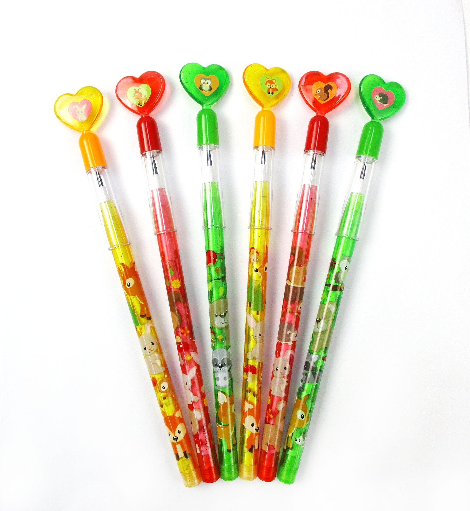 Woodland Animals Stackable Multi Point Pencils - Set Of 6