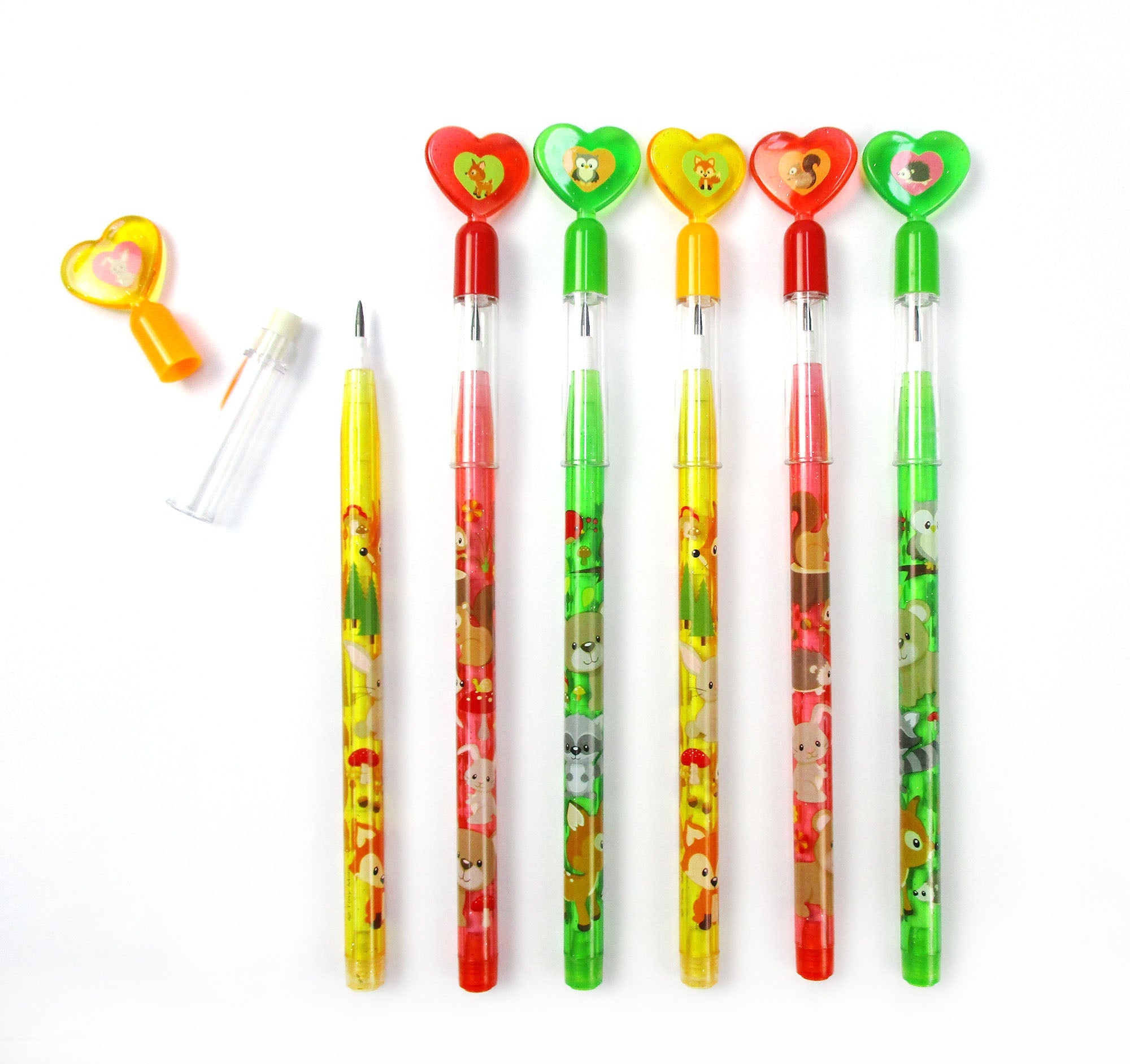Woodland Animals Stackable Multi Point Pencils - Set Of 6