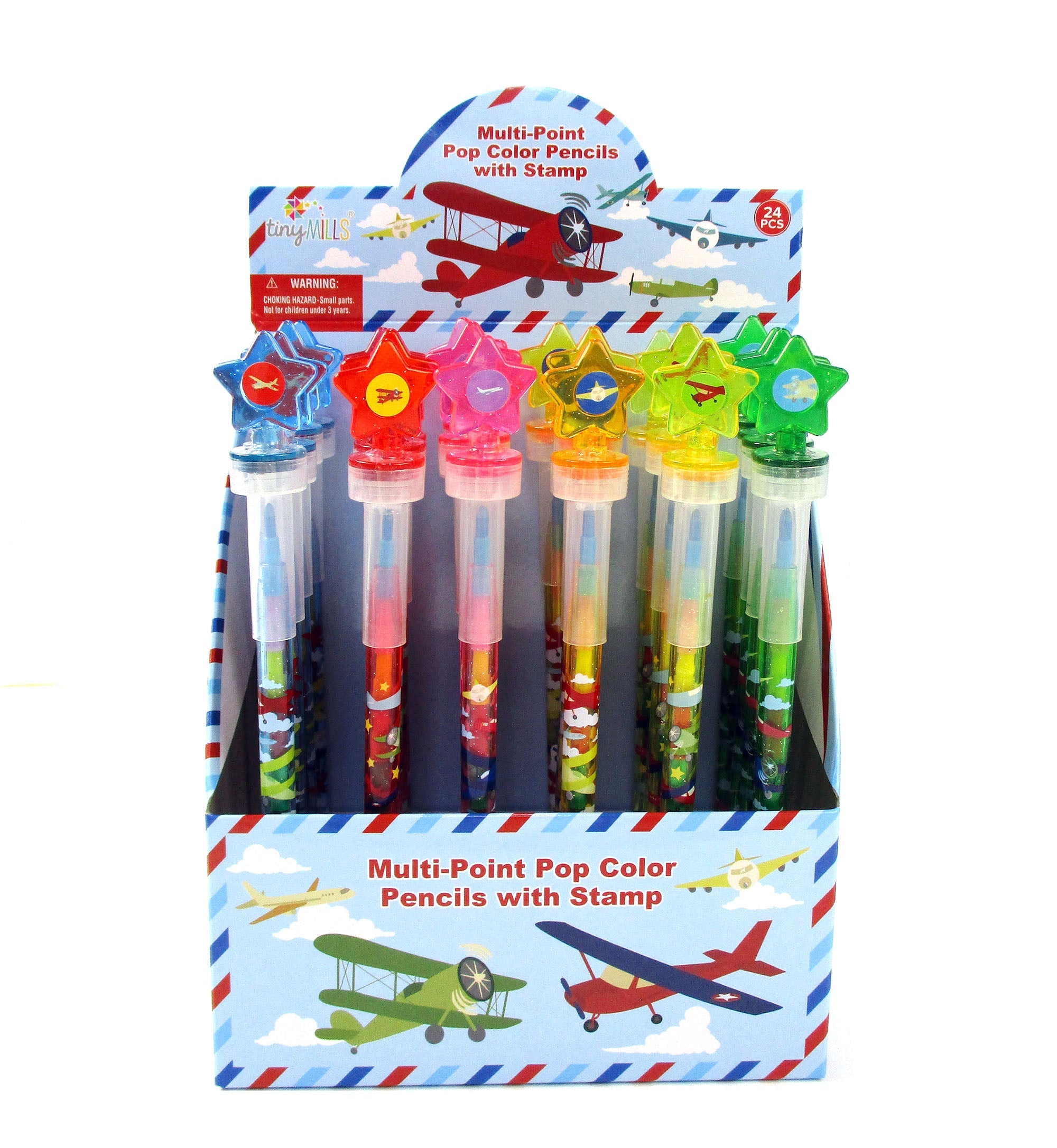 Airplane Stackable Crayon With Stamper Topper