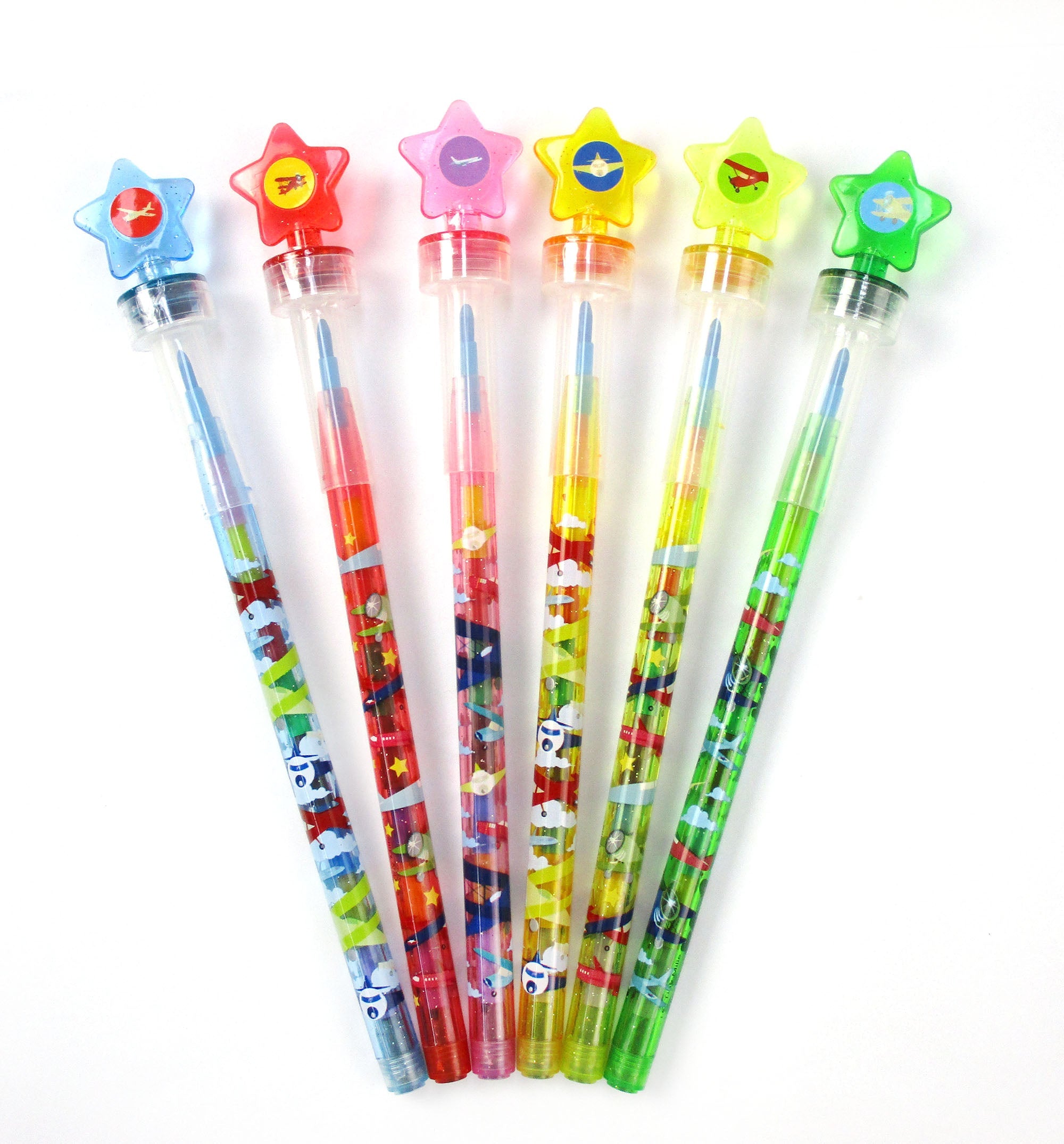 Airplane Stackable Crayon With Stamper Topper