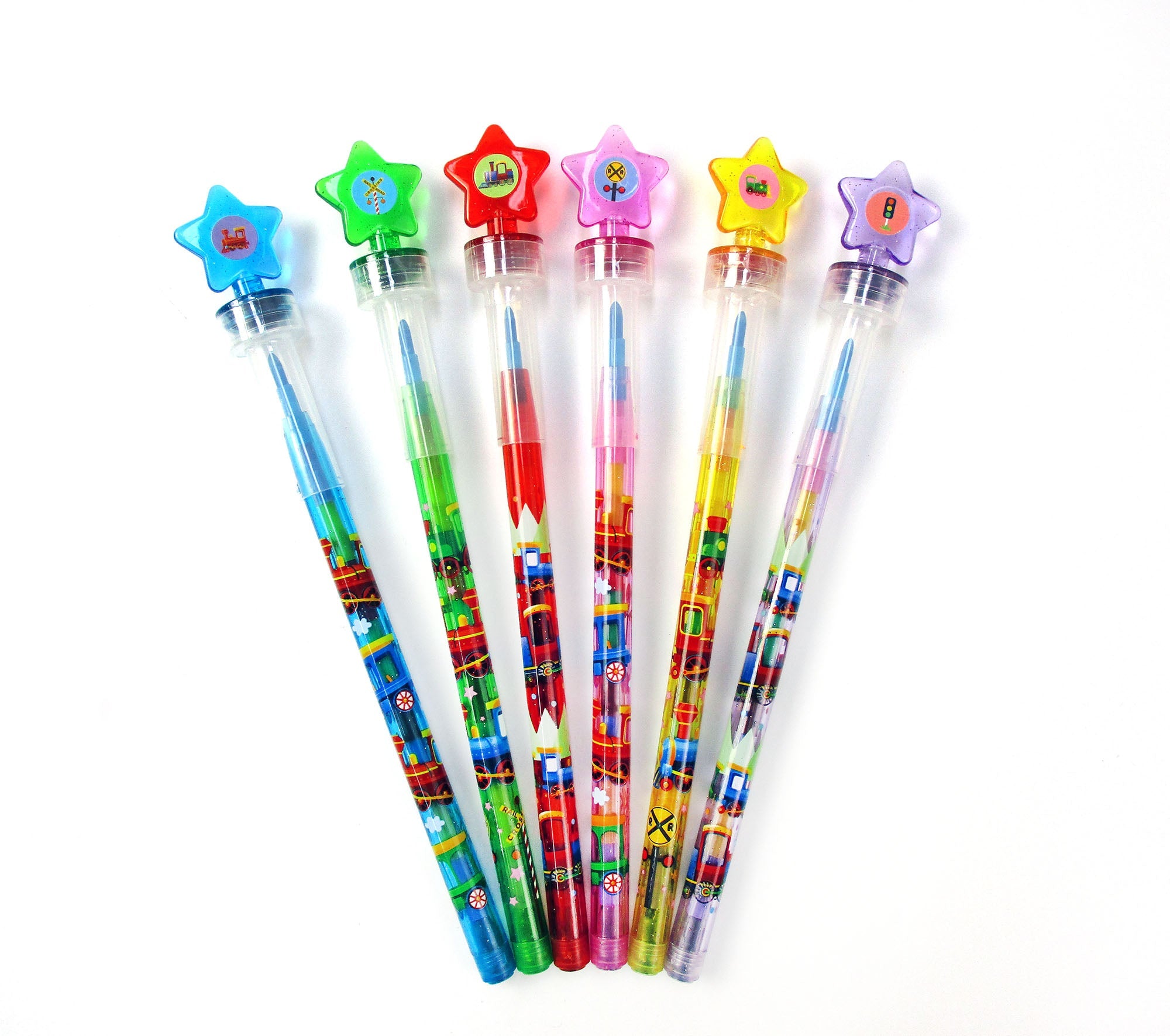 Train Stackable Crayon With Stamper Topper