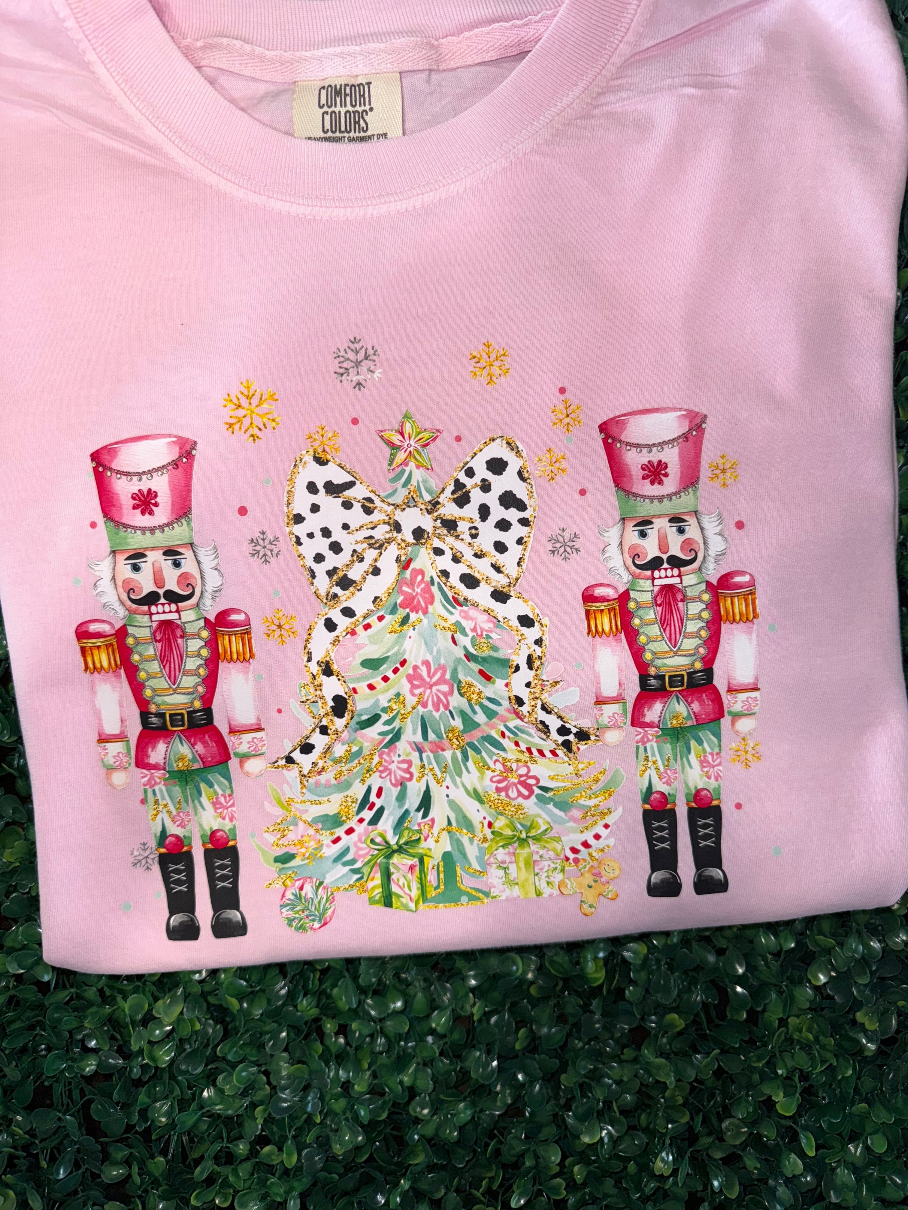 Pink Nutcrackers And Christmas Tree