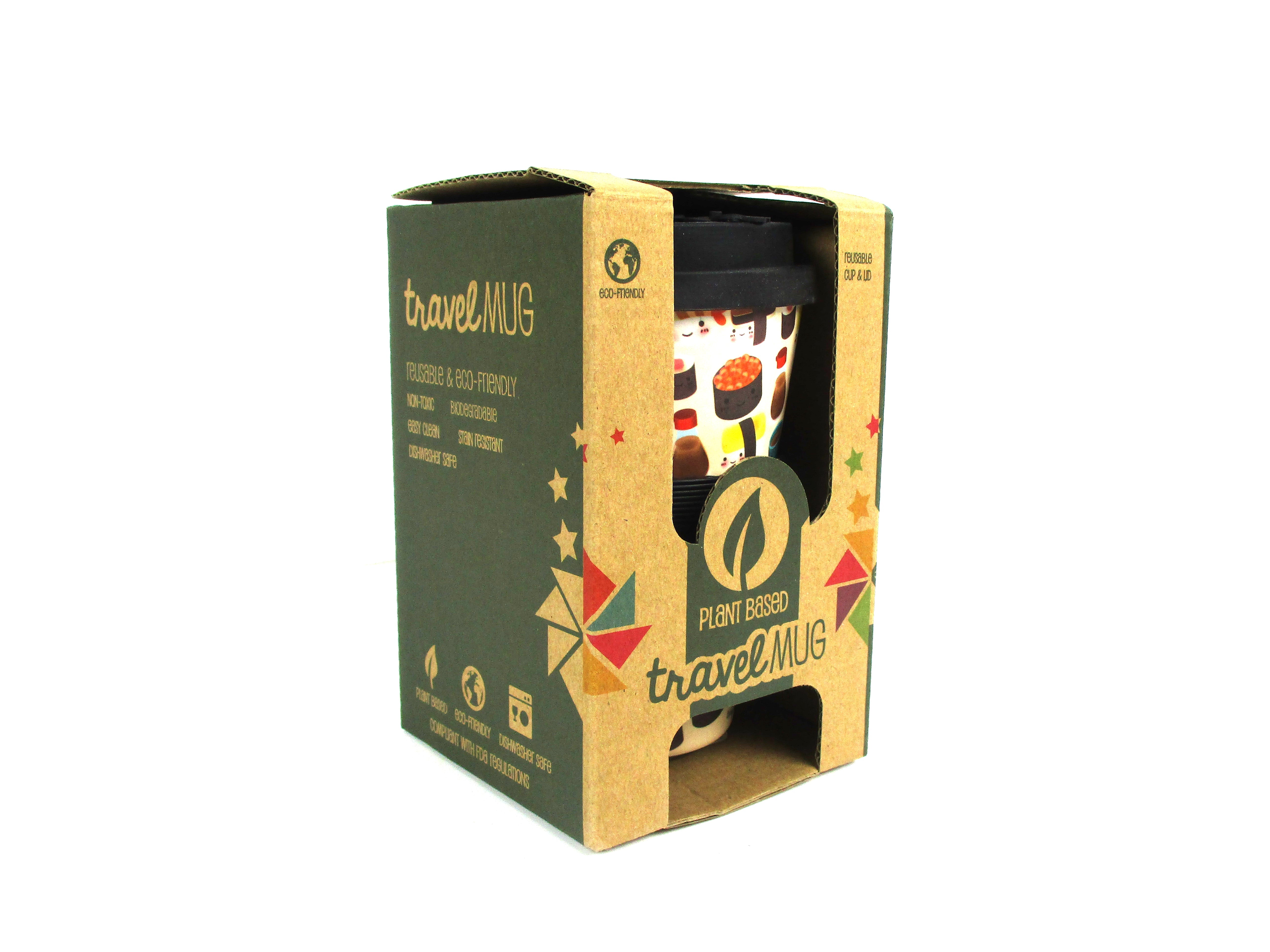 Eco-friendly Reusable Plant Fiber Travel Mug With Sushi Design