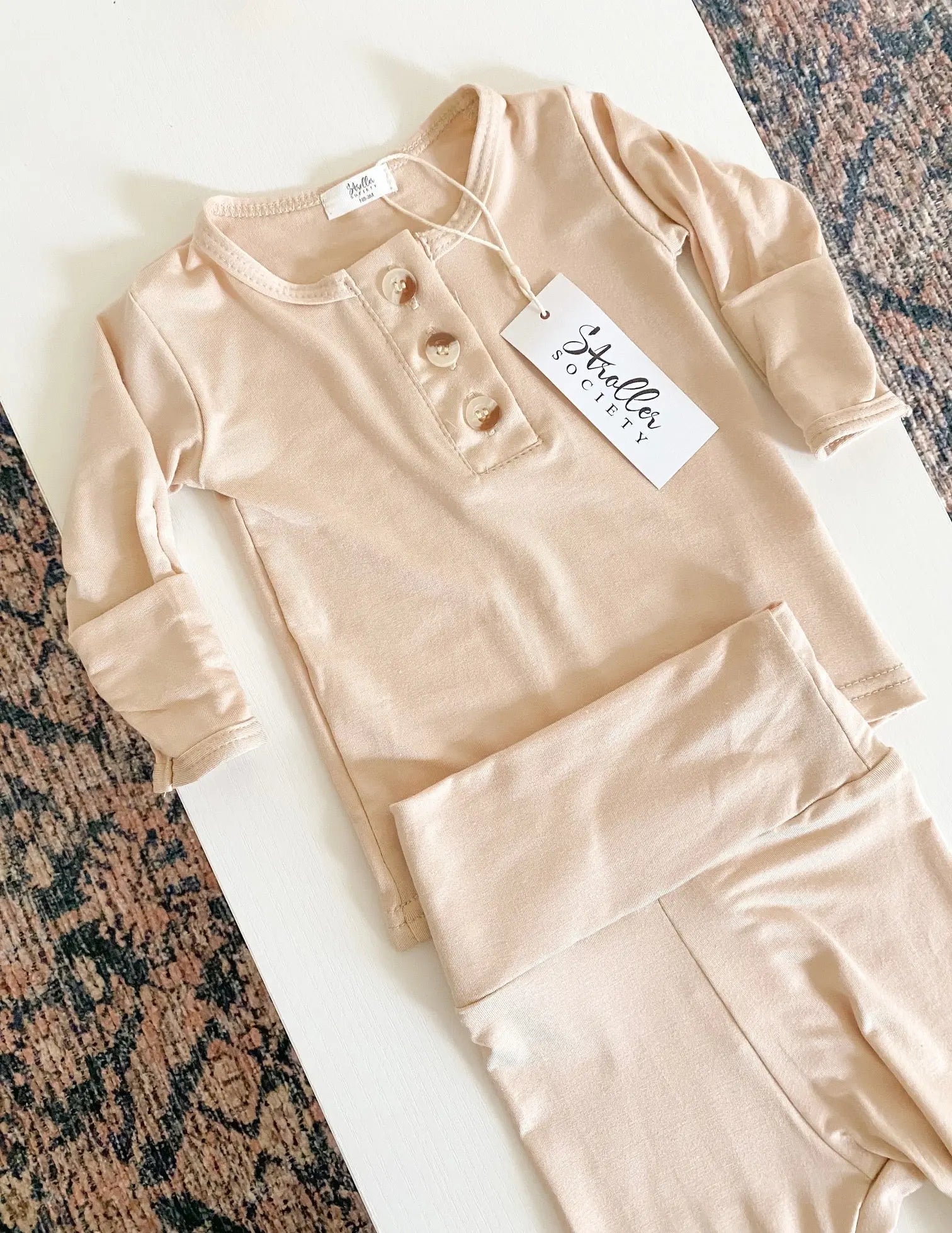 Top And Bottom Outfit Set (newborn-12 Months Sizes) Sand