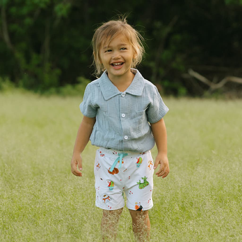 Island Mixed Plate Bamboo Drawstring Shorts