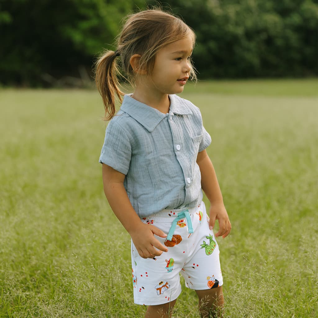 Island Mixed Plate Bamboo Drawstring Shorts